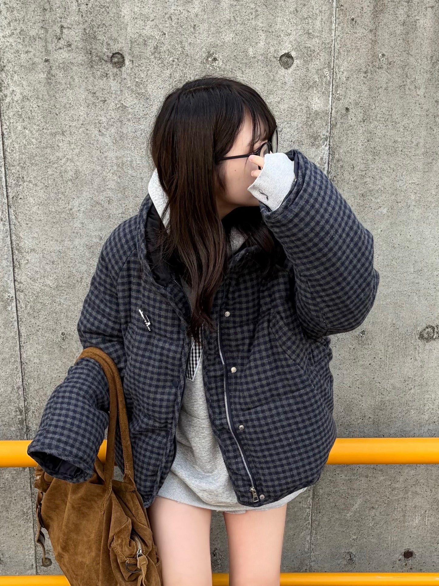 チェックショートダウンジャケット DPB98012