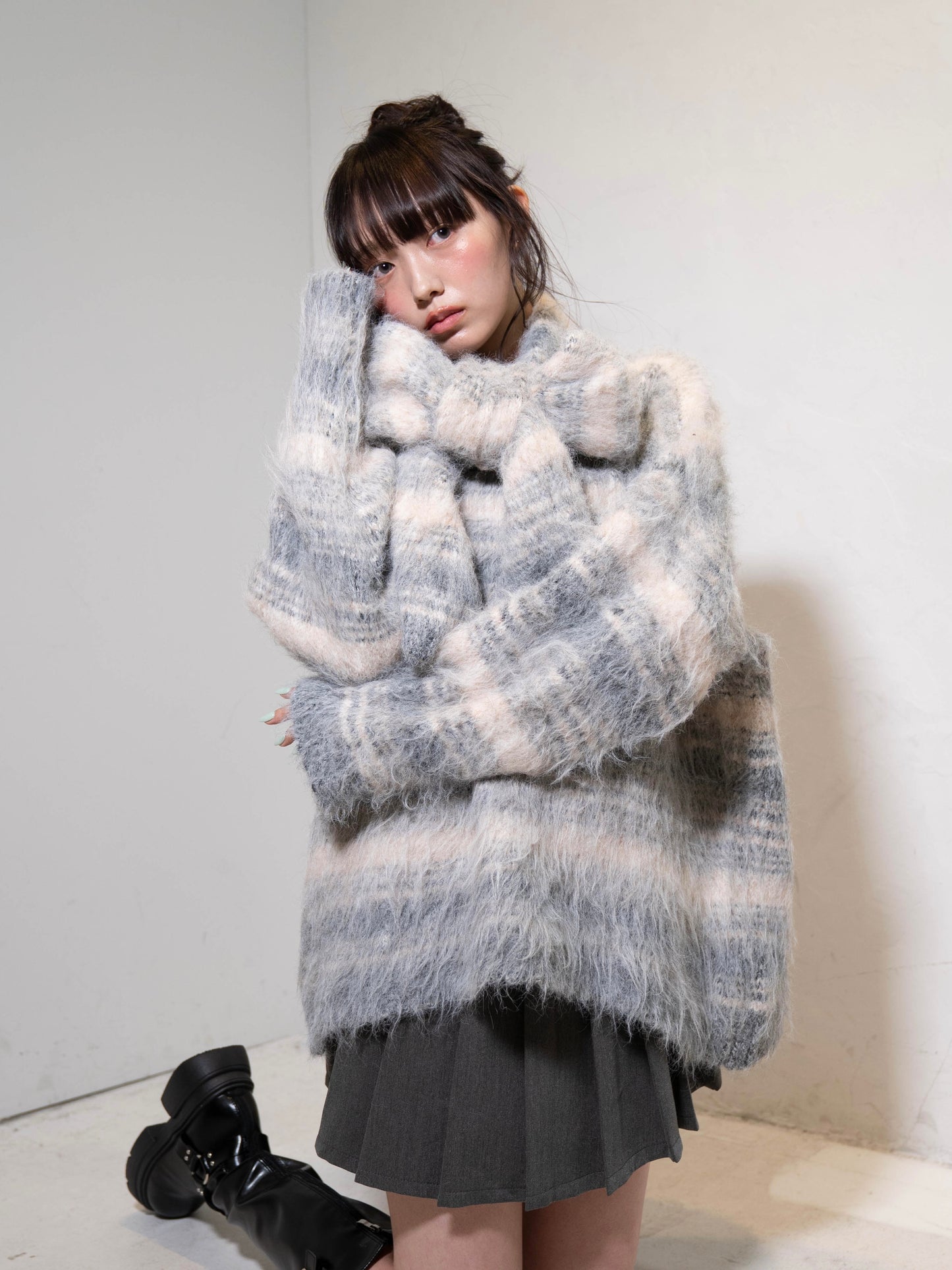 リボンマフラーボーダーニット DPC02005