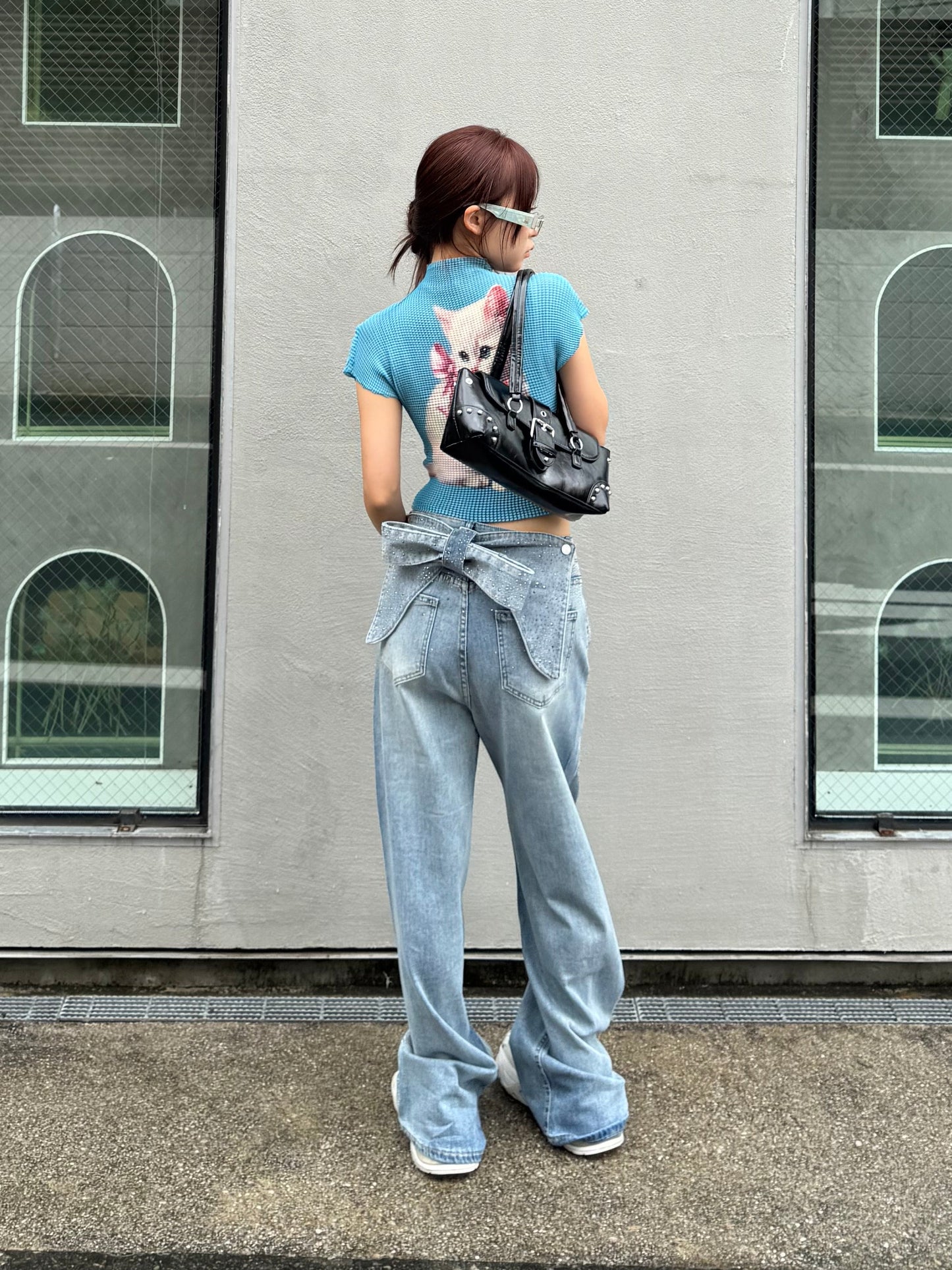 バックリボンストーンデニムパンツ DPB86305