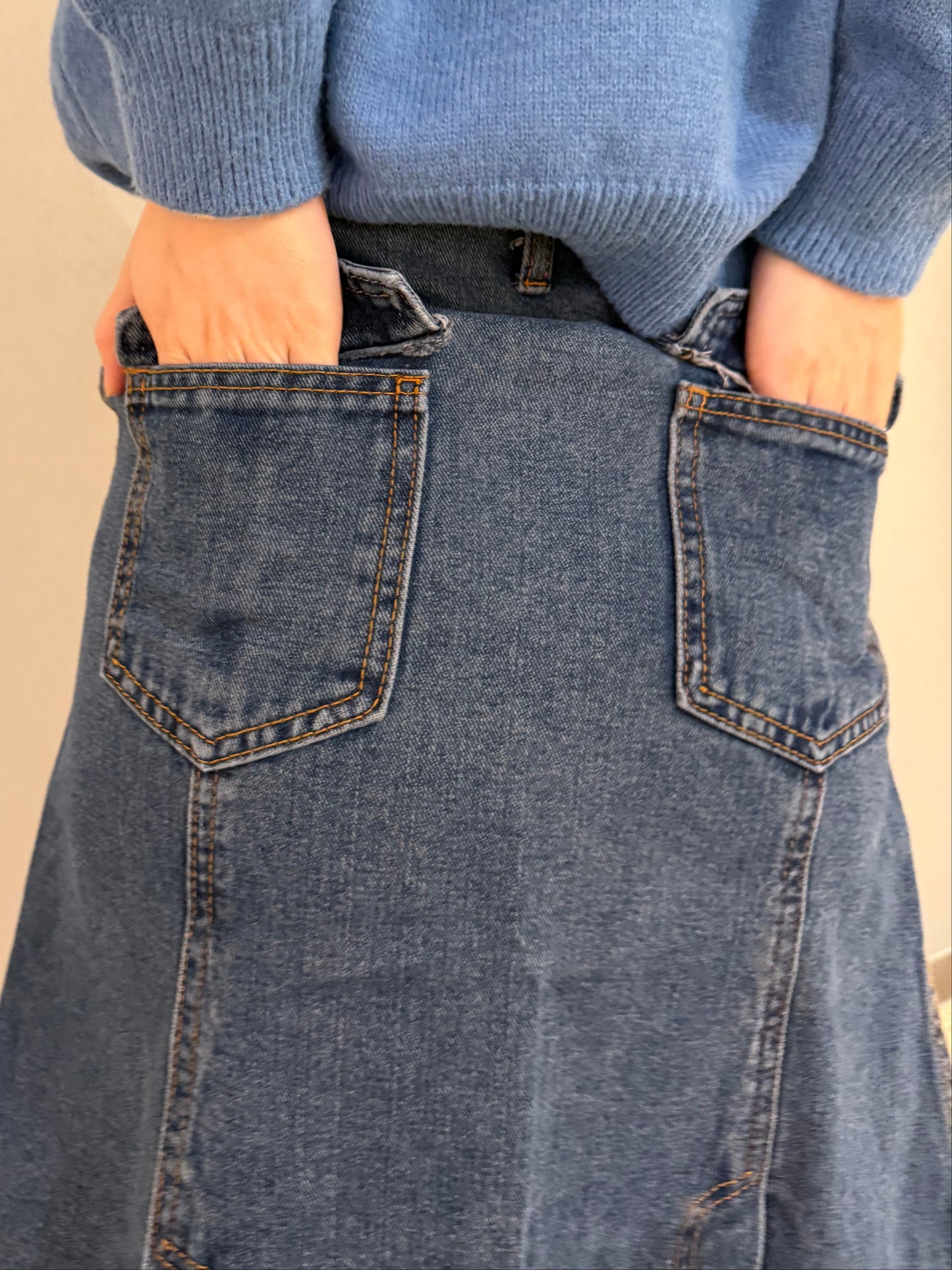 ユニークプリーツデニムスカート DPA43704