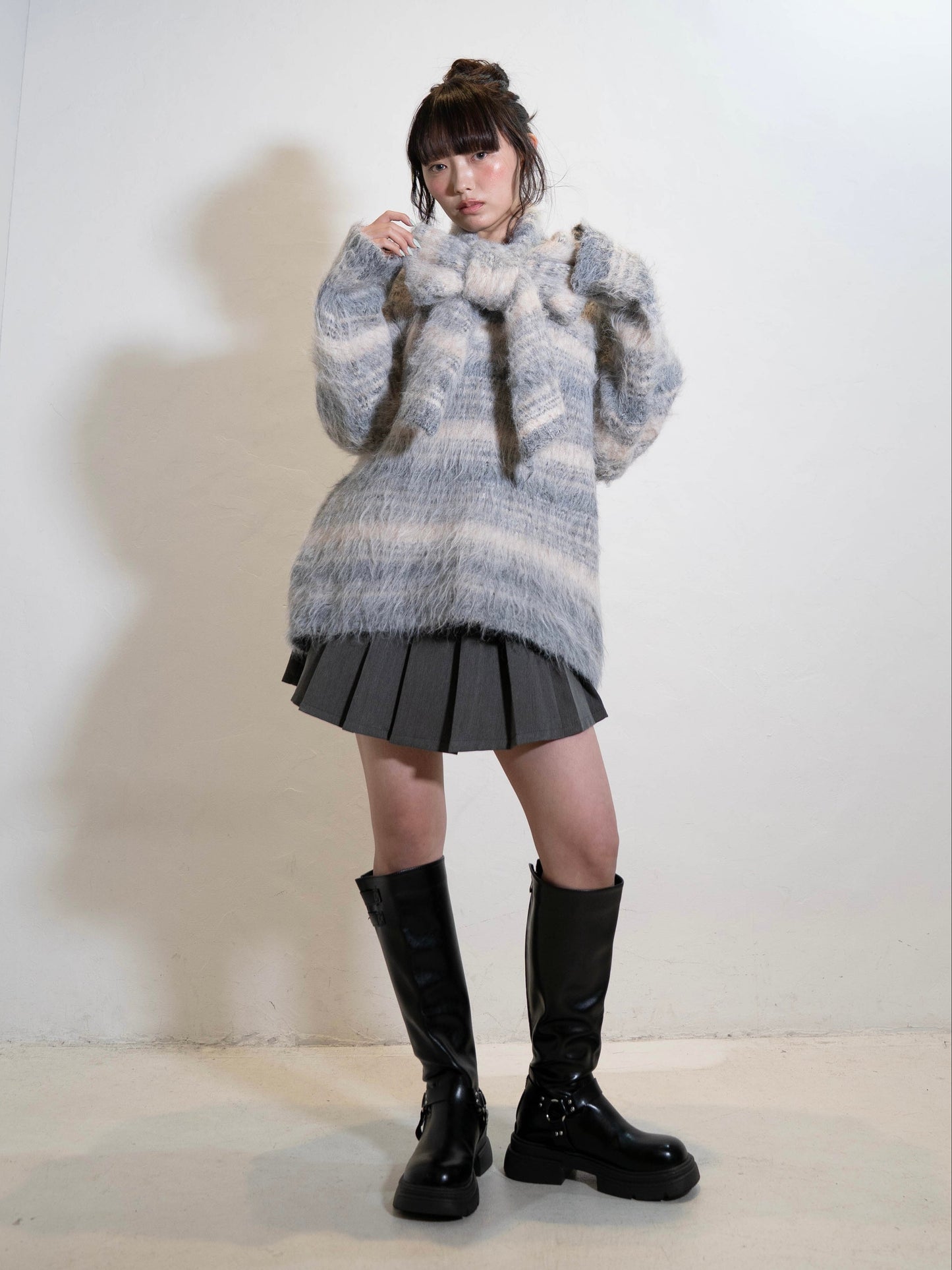 リボンマフラーボーダーニット DPC02005