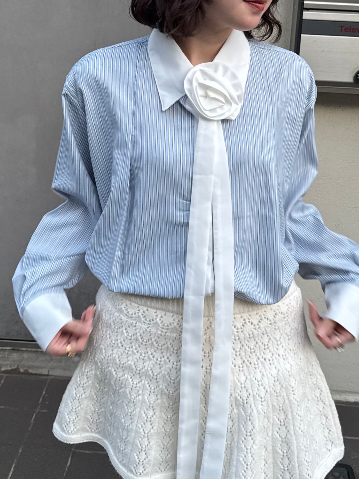 ローズストライプボウタイシャツ DPC03031