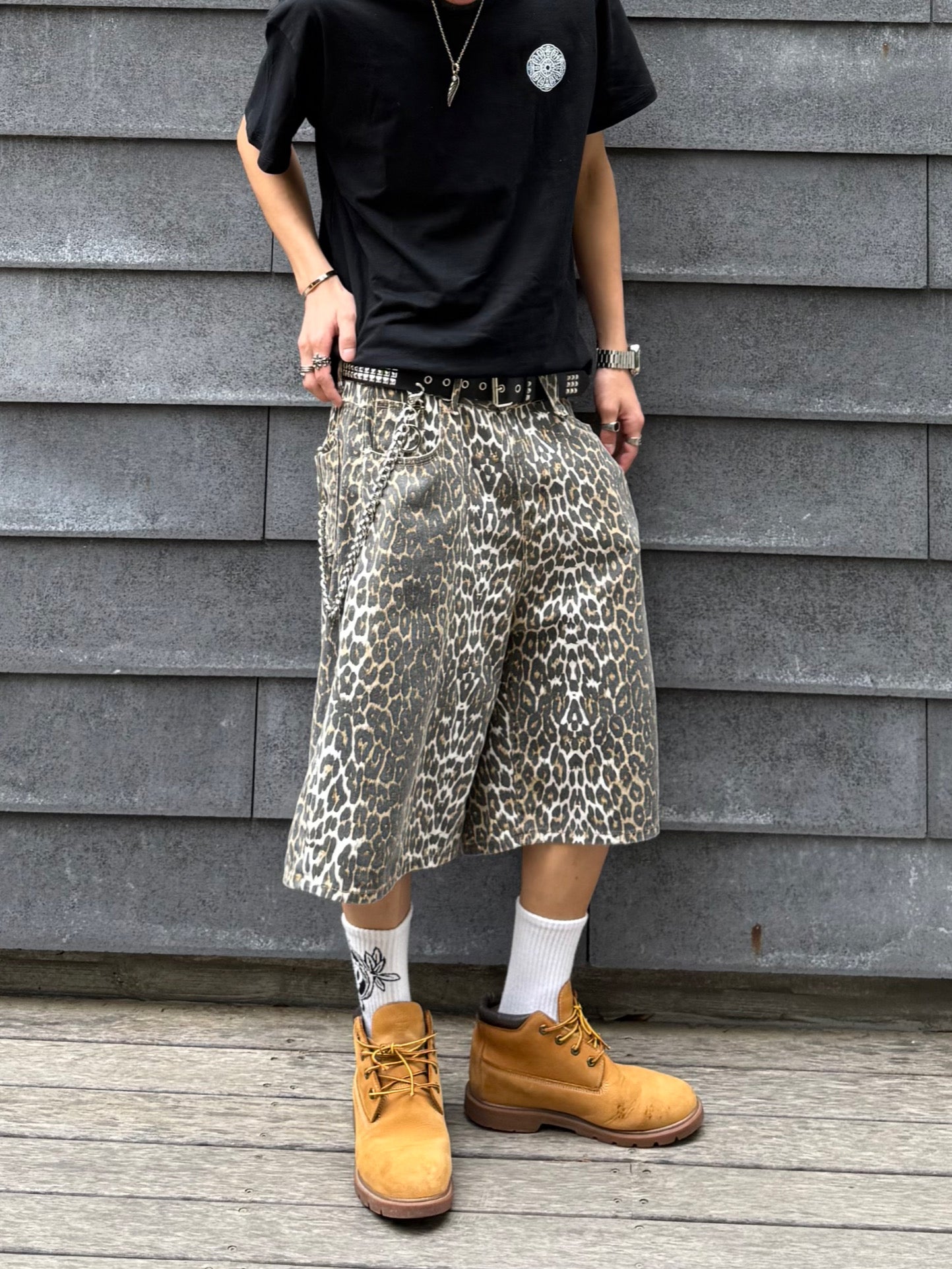 Kenshin_レオパードデニムハーフパンツ DPB73343