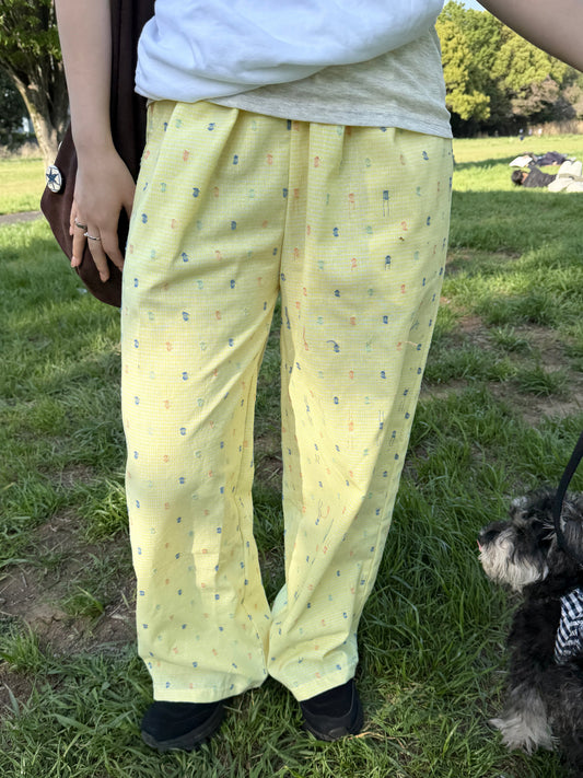 ドットカラー刺繍ワイドパンツ DPB78284