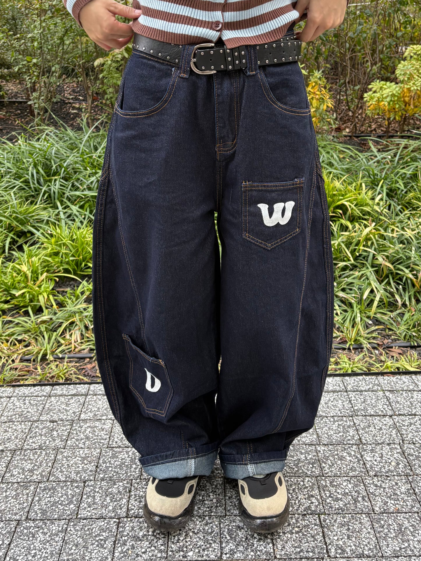 レタープリントシミターデニムパンツ DPB99002