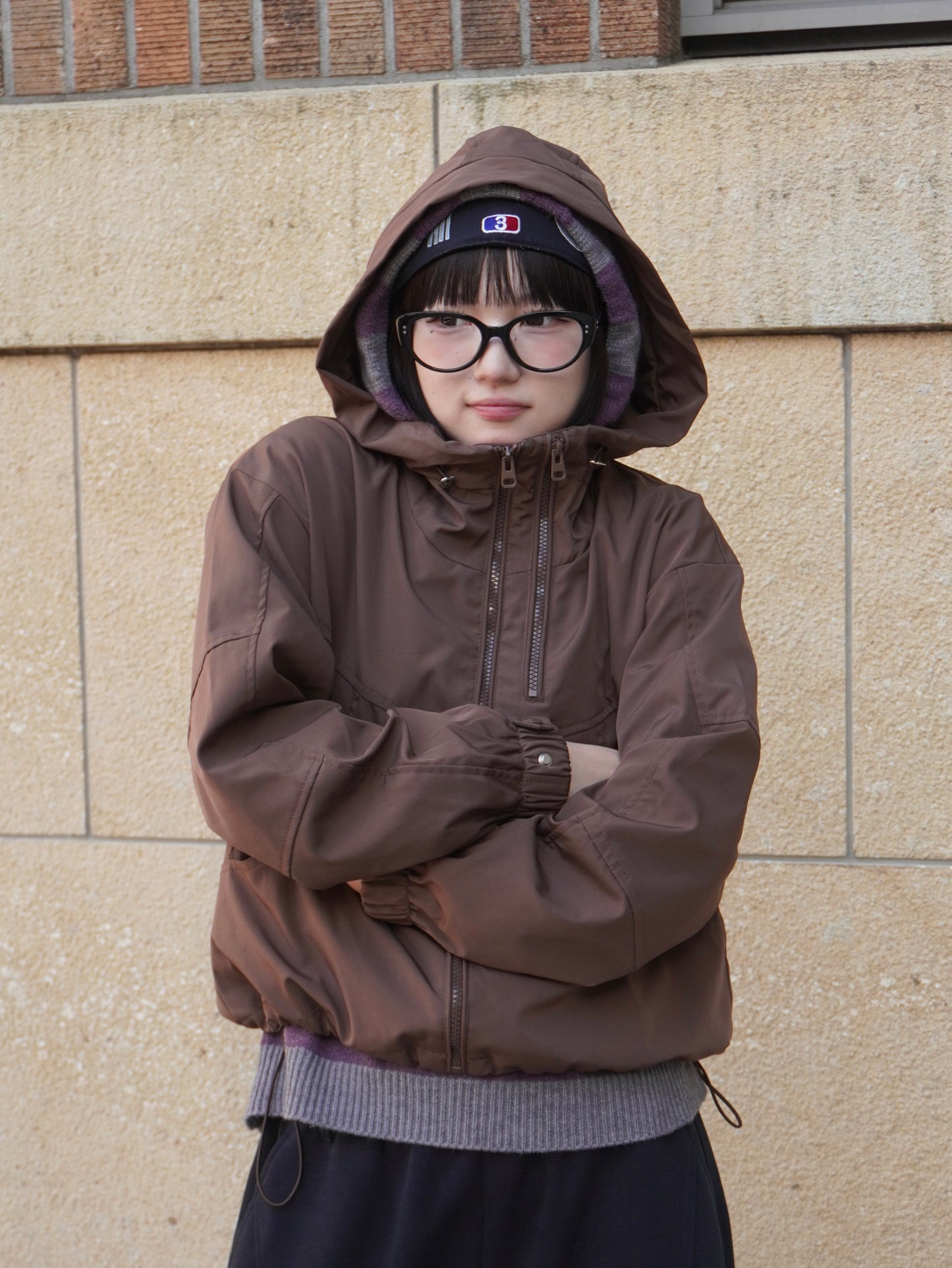 ブラウンナイロンパーカー DPB85371