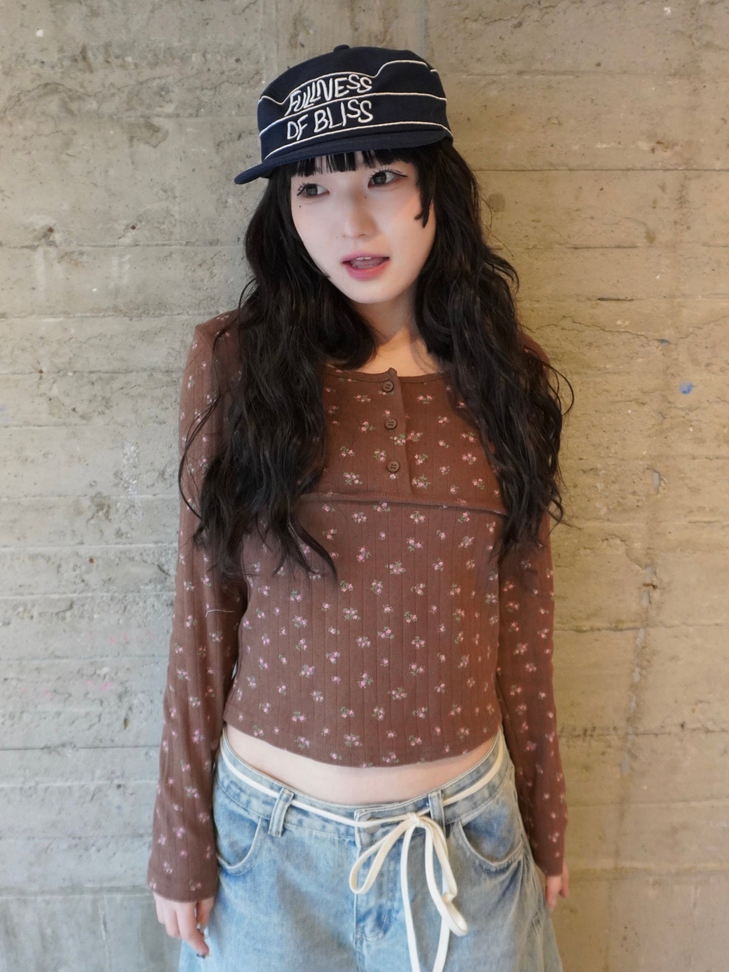 ヘンリーネックフラワーTシャツ DPB85467