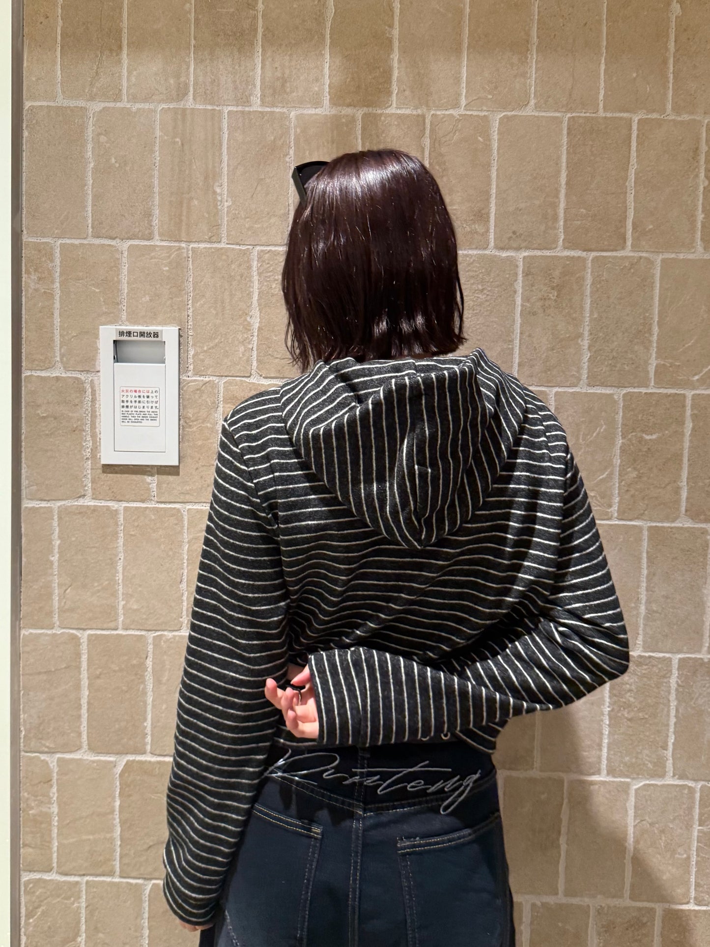 ストライプジップフーディー DPB93060