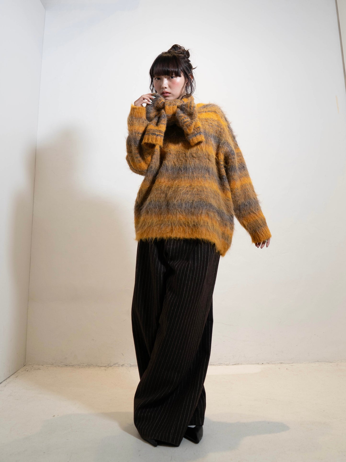 リボンマフラーボーダーニット DPC02005