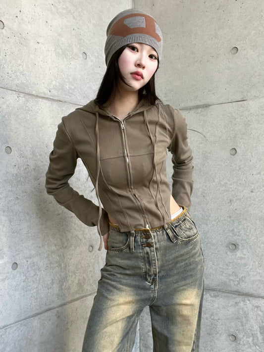 クロップドニットパーカー DPB65055