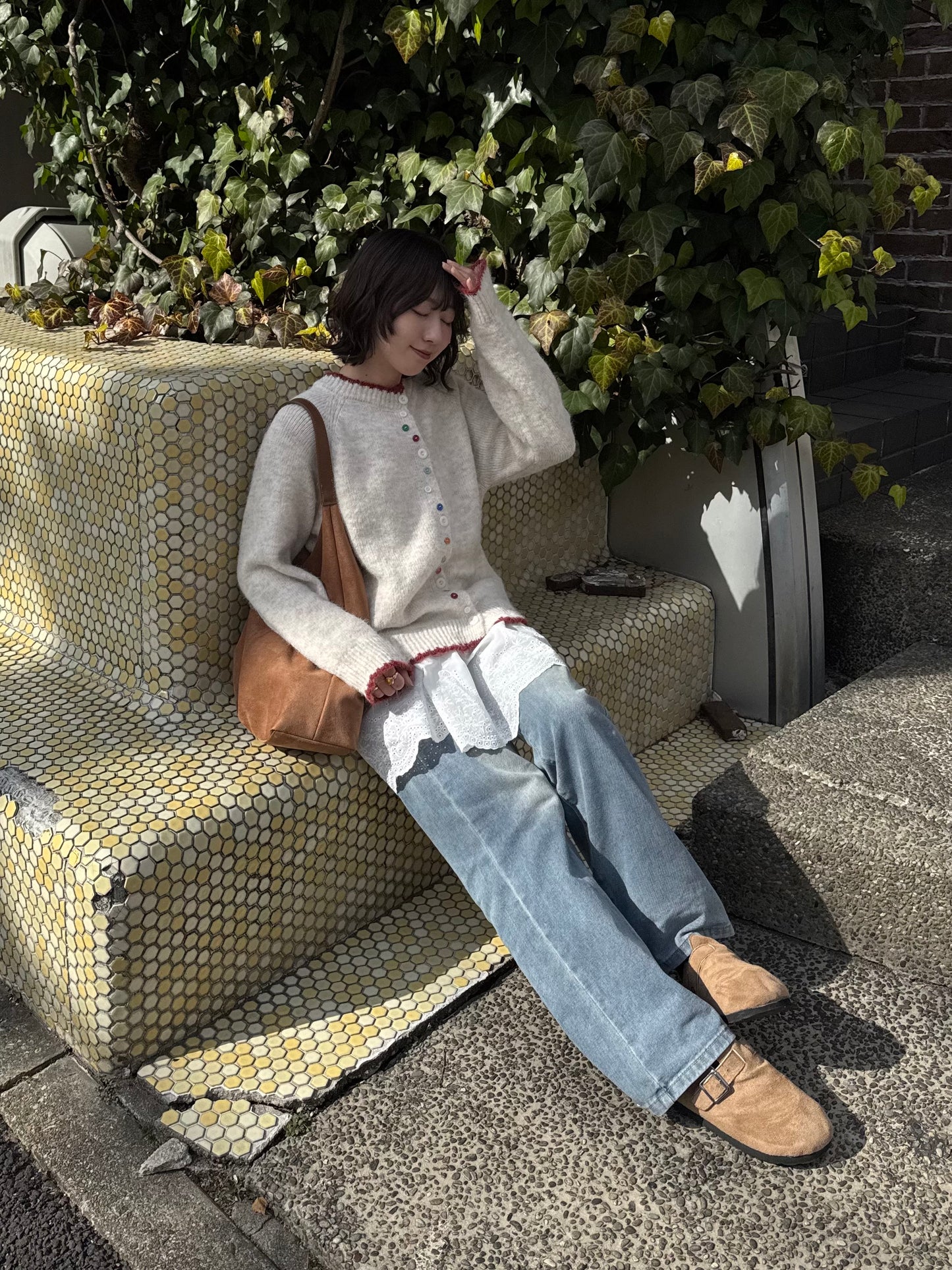 カラフルボタンバイカラーカーディガン DPC03016