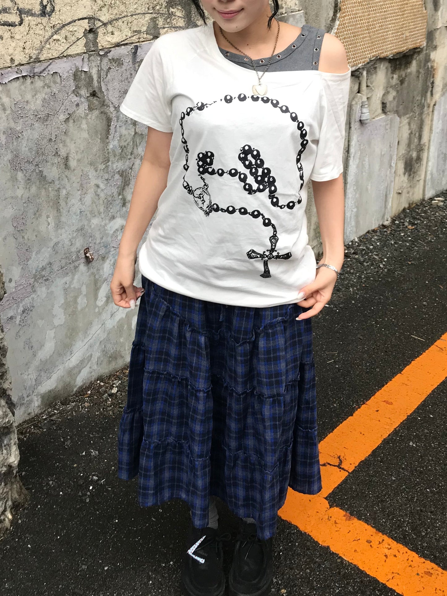 ロングチェックフリルスカート DPB89256