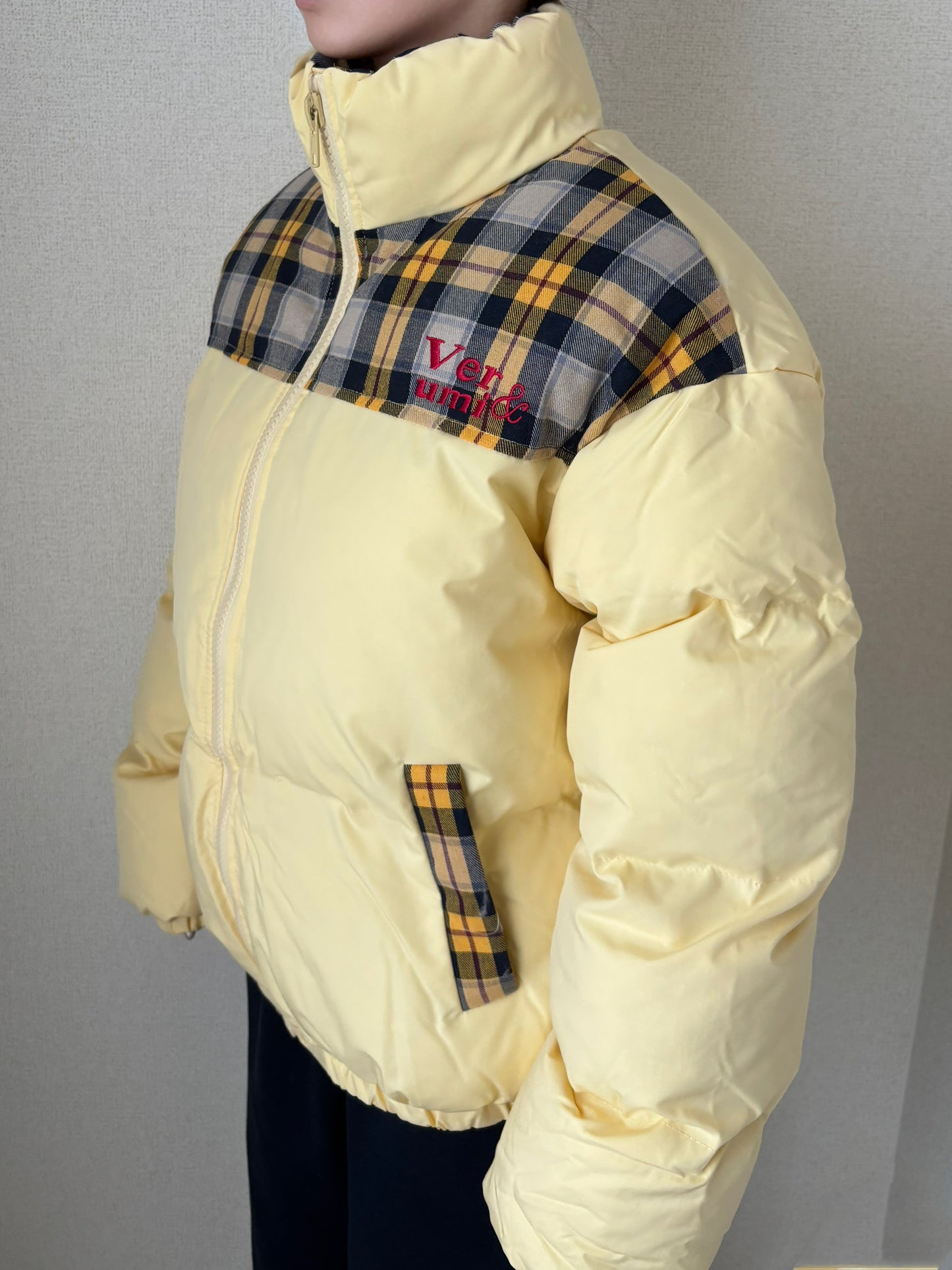 イエローチェックダウンジャケット DPB88103