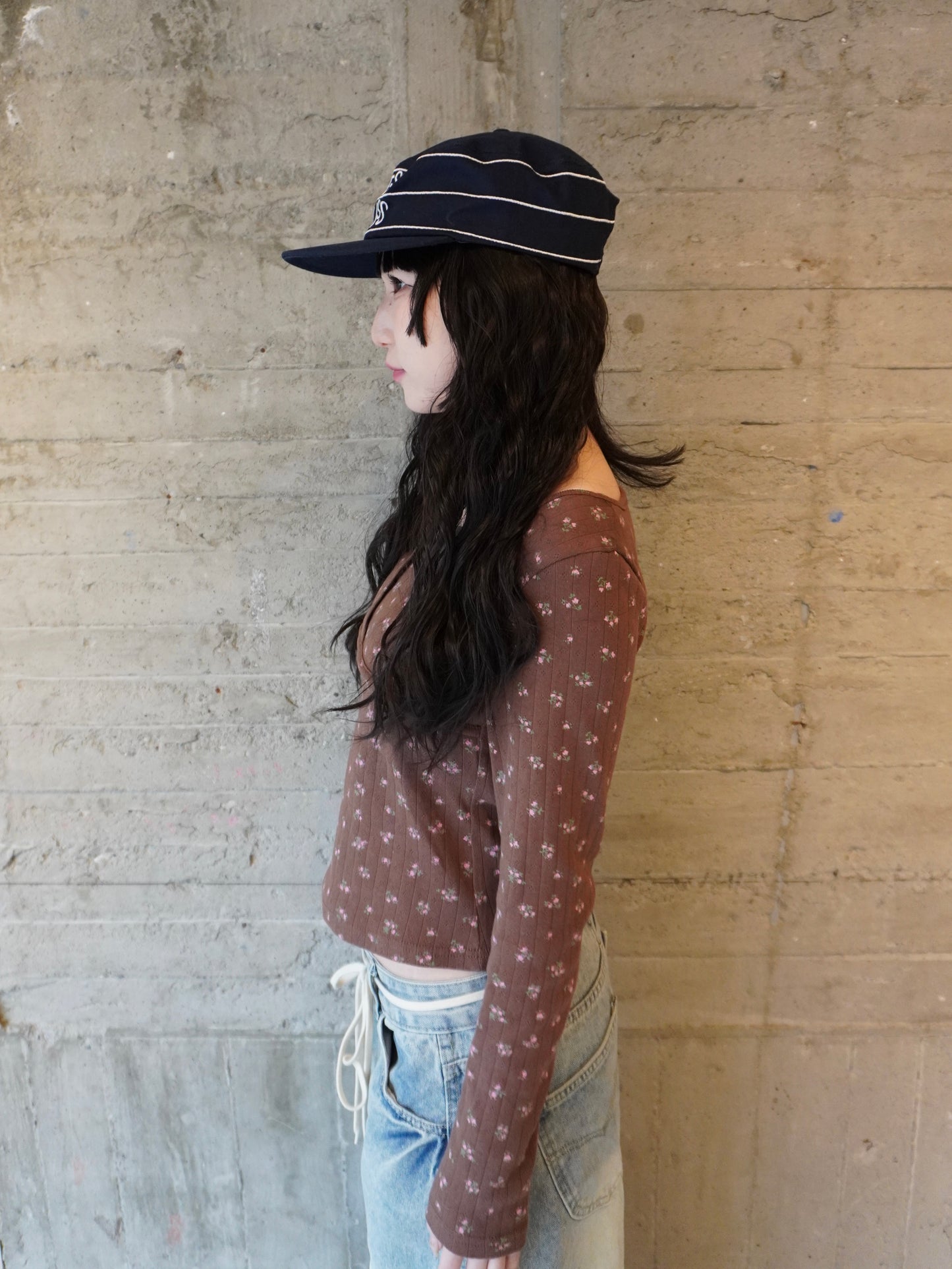 ヘンリーネックフラワーTシャツ DPB85467