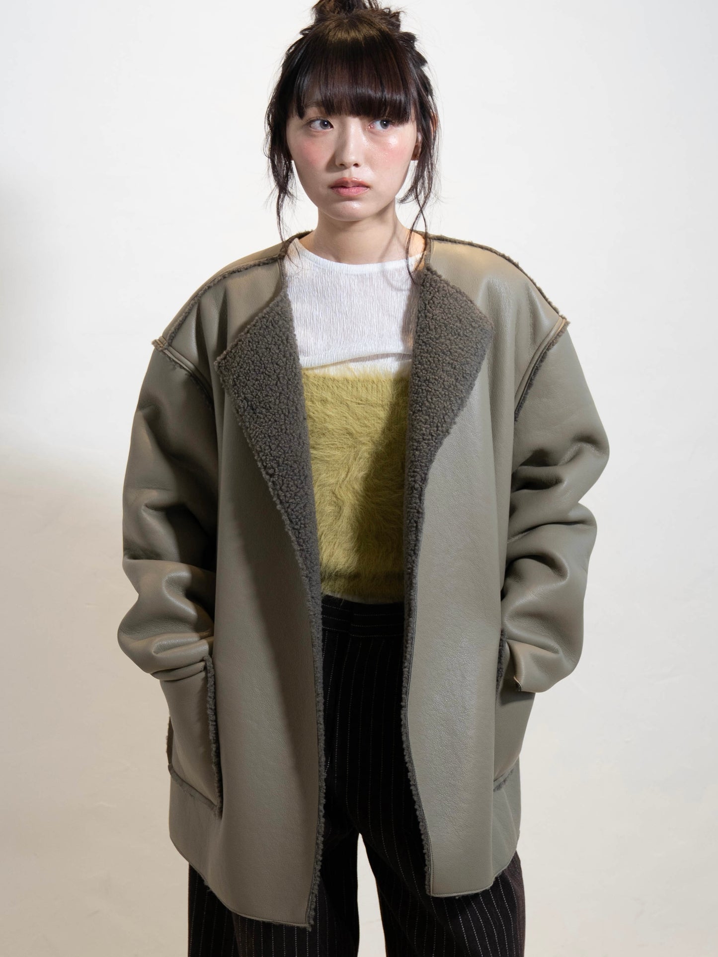 ポイントボアフェイクレザージャケット DPC02010