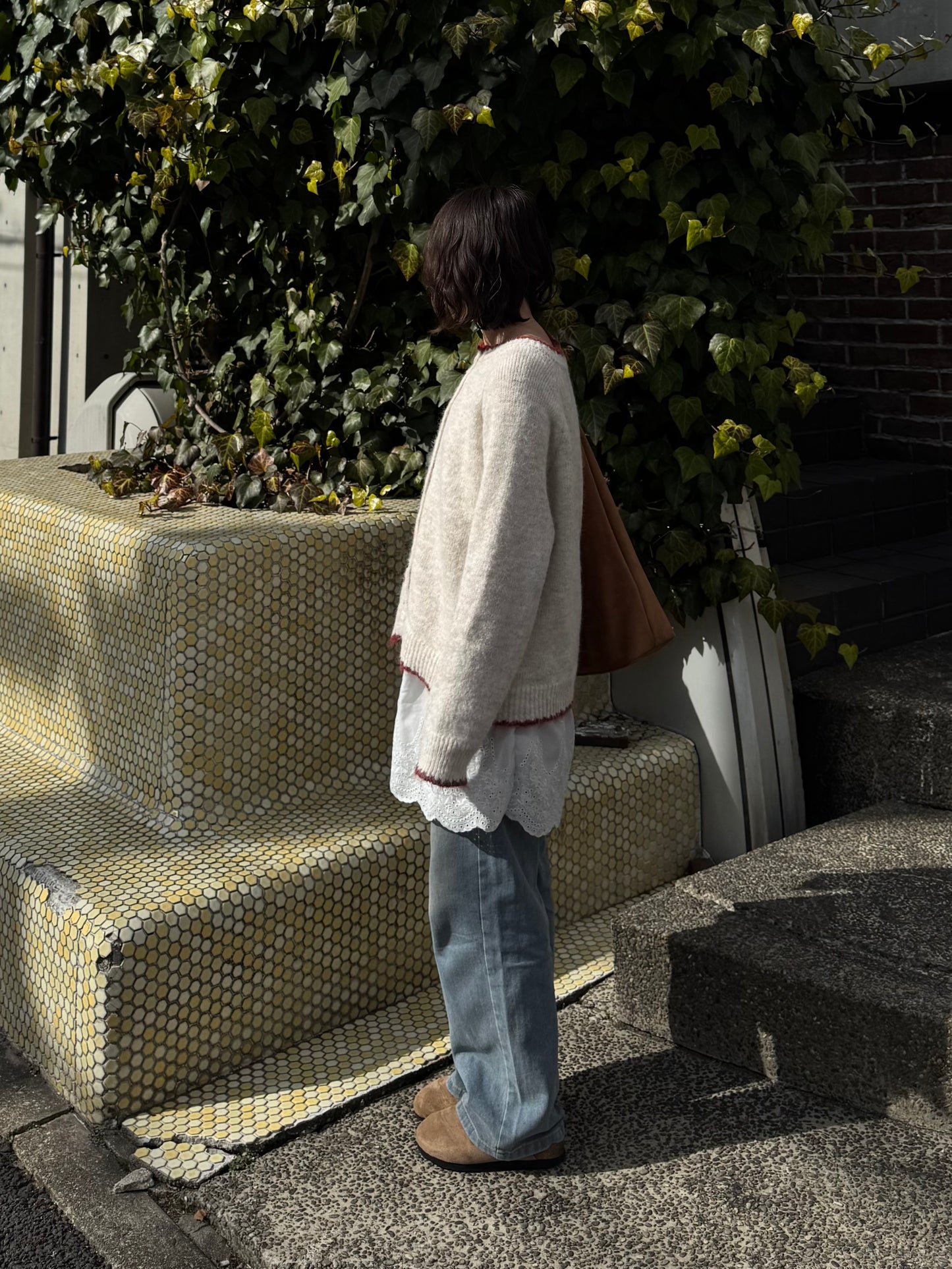 カラフルボタンバイカラーカーディガン DPC03016