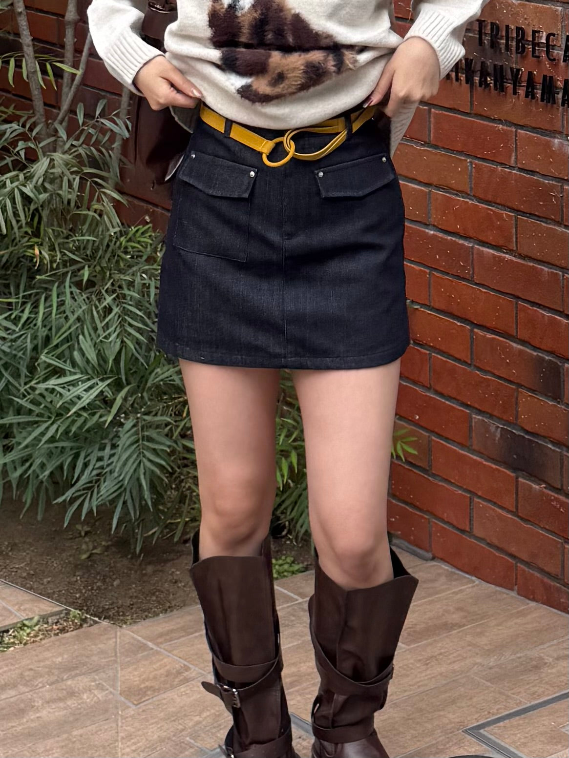 ベルト付きデニムライクミニスカート DPB91107