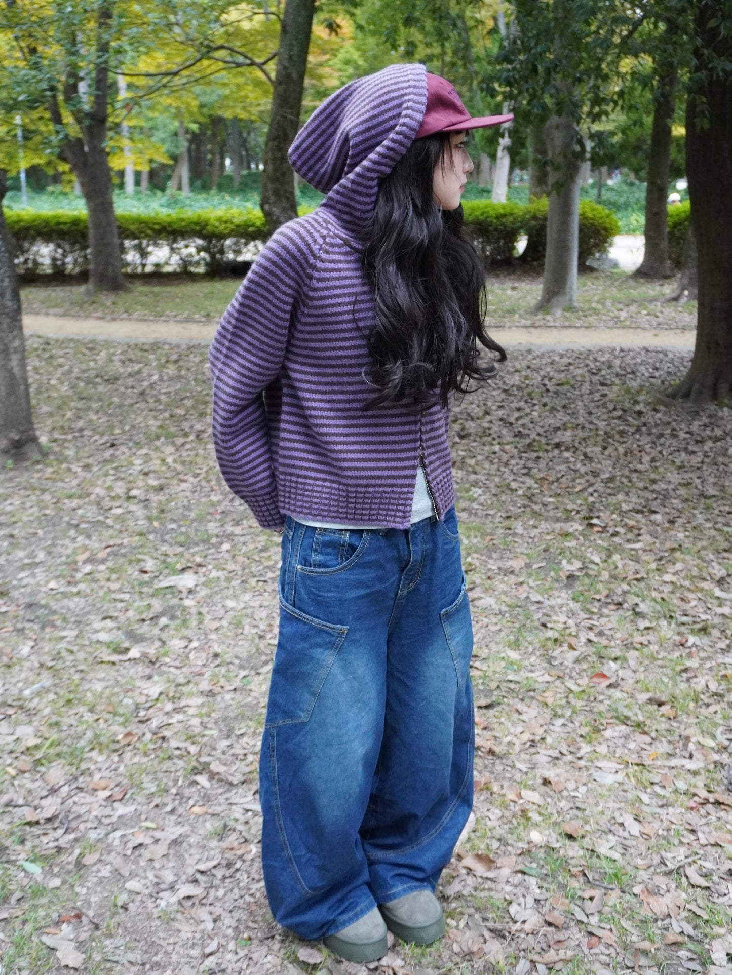 ボーダーニットダブルジップパーカー DPB85367