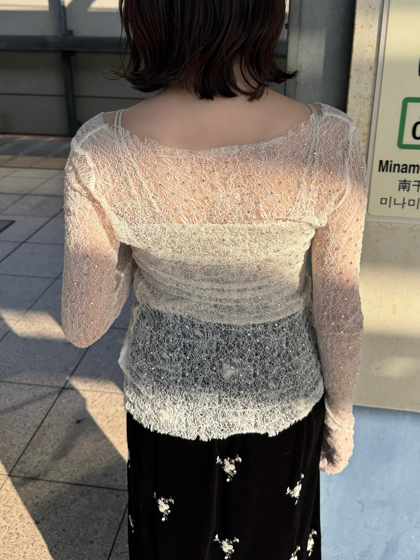 レースストーンカットソー DPC03035