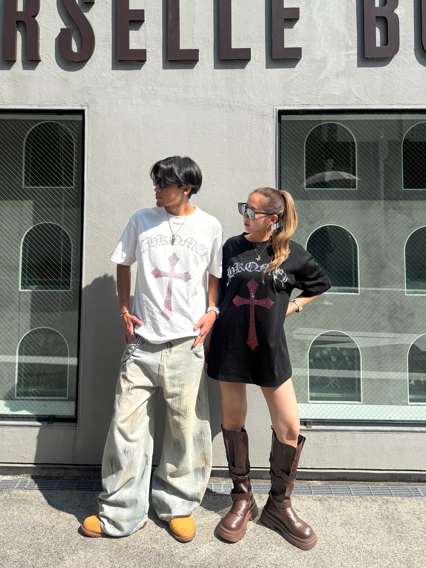 【即納】クロスストーンオーバーサイズTシャツ DPB73666S