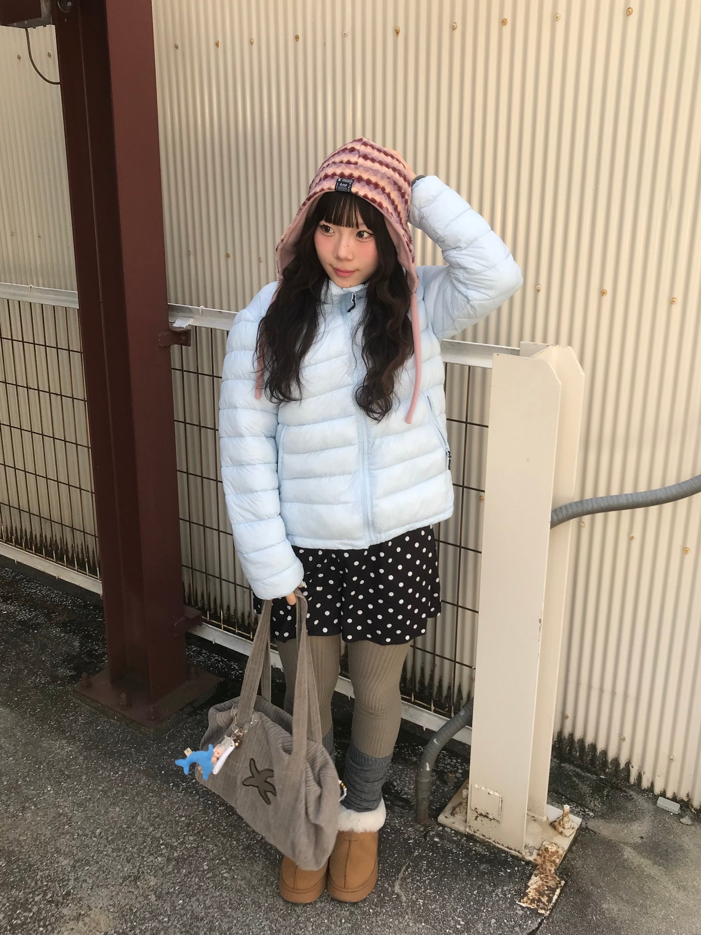 リバーシブルチェックフリースハット DPB89154