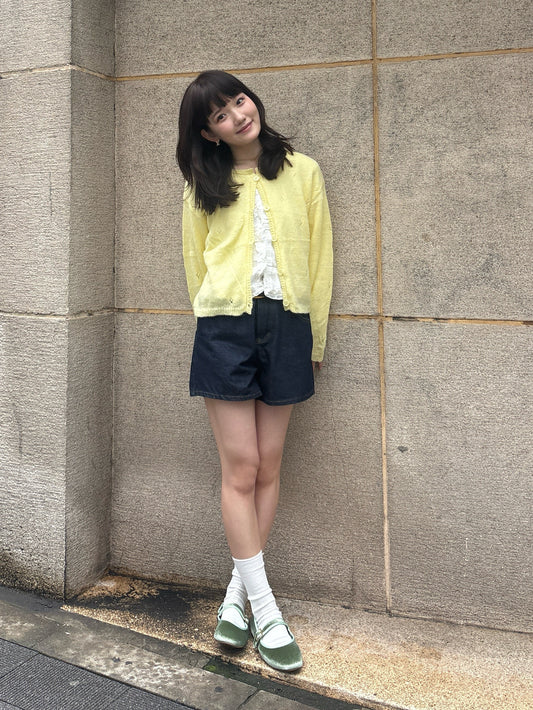 ライトイエローニットカーディガン DPA43807