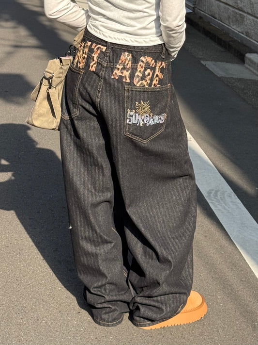 バックレオパードロゴデニムパンツ DPB86183