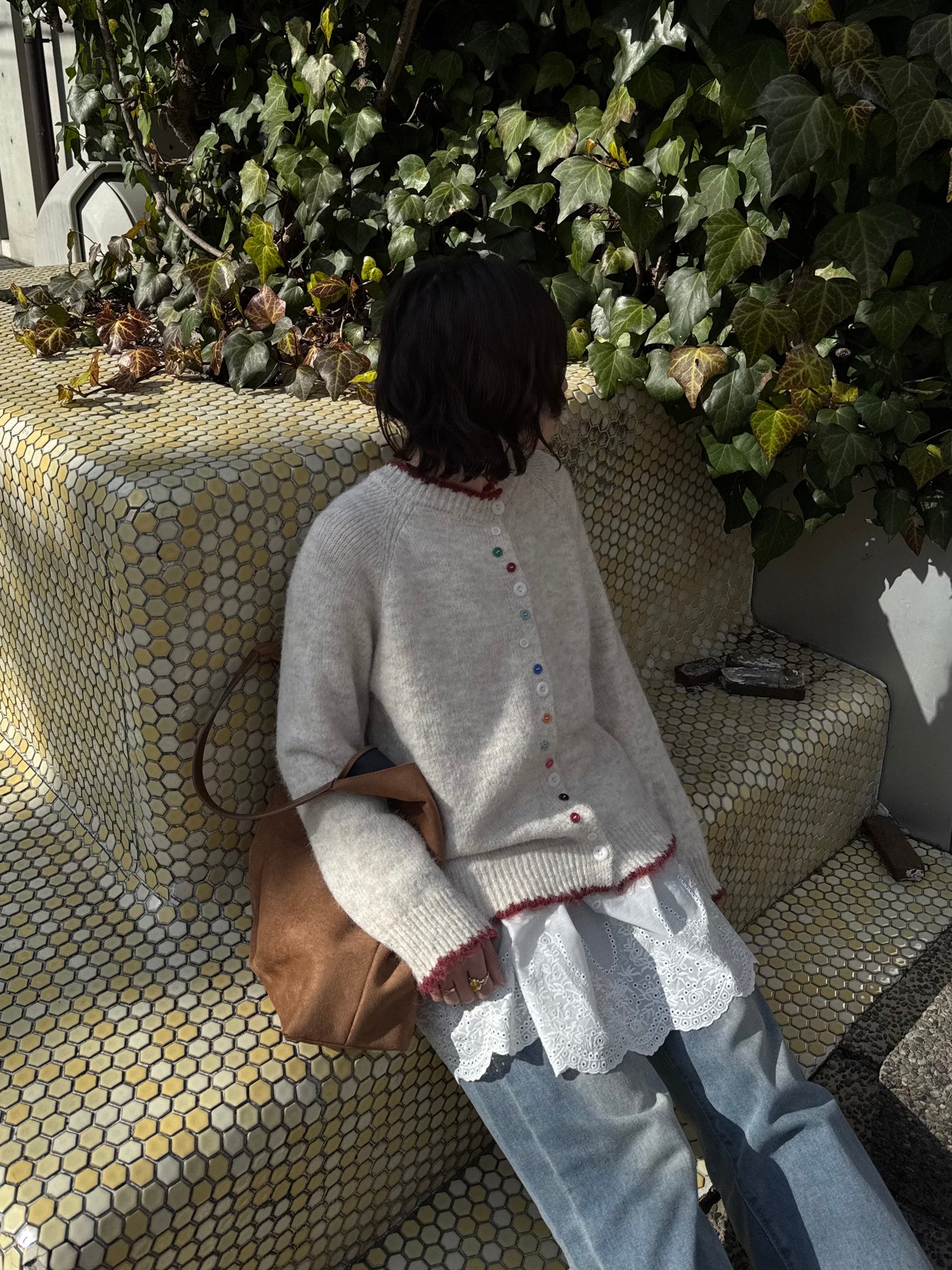 カラフルボタンバイカラーカーディガン DPC03016