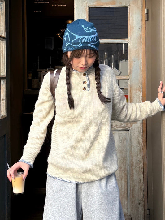 ヘンリーネックステッチニット DPC01005