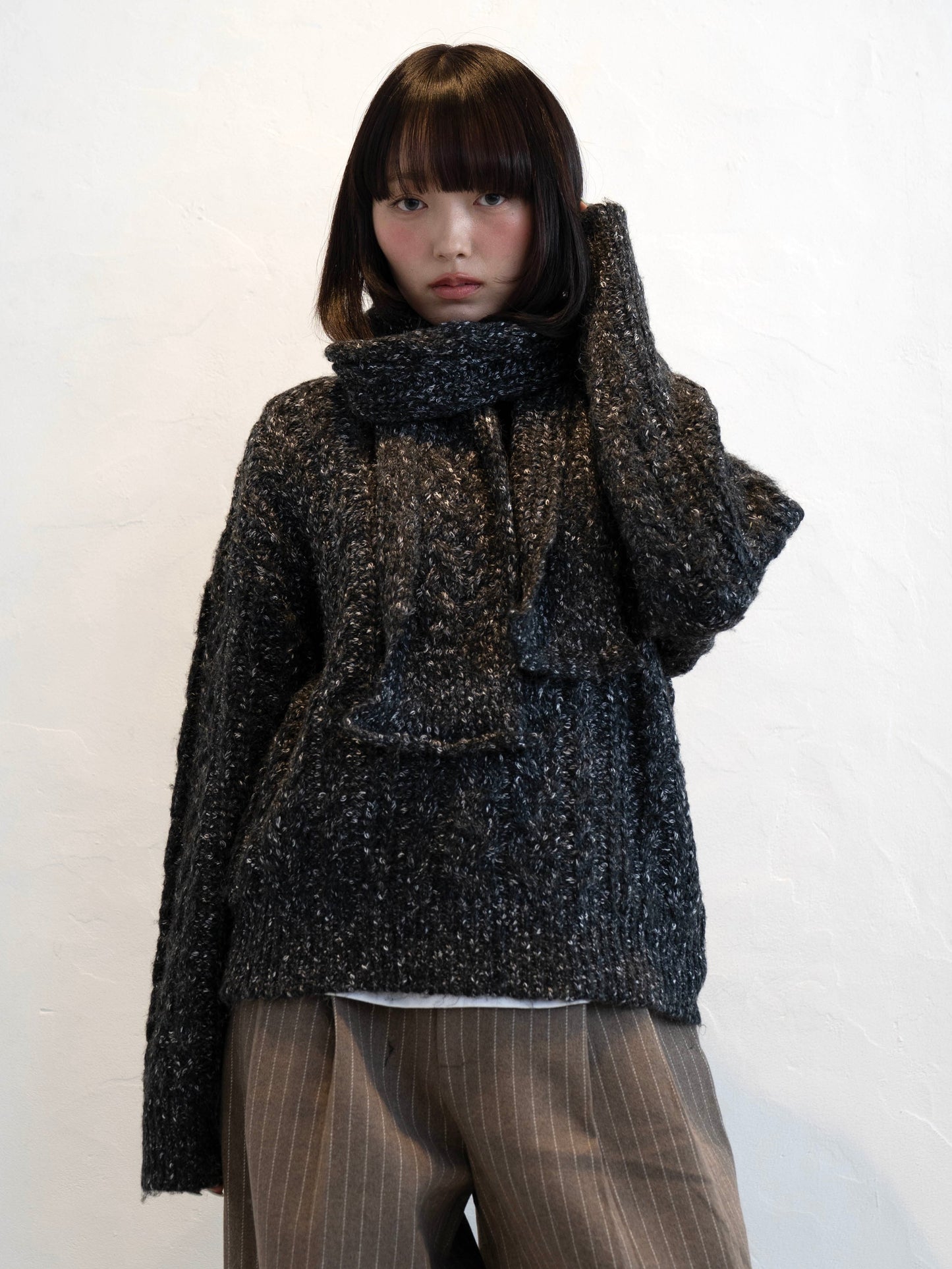 マフラー付きマーブルニット DPC02002