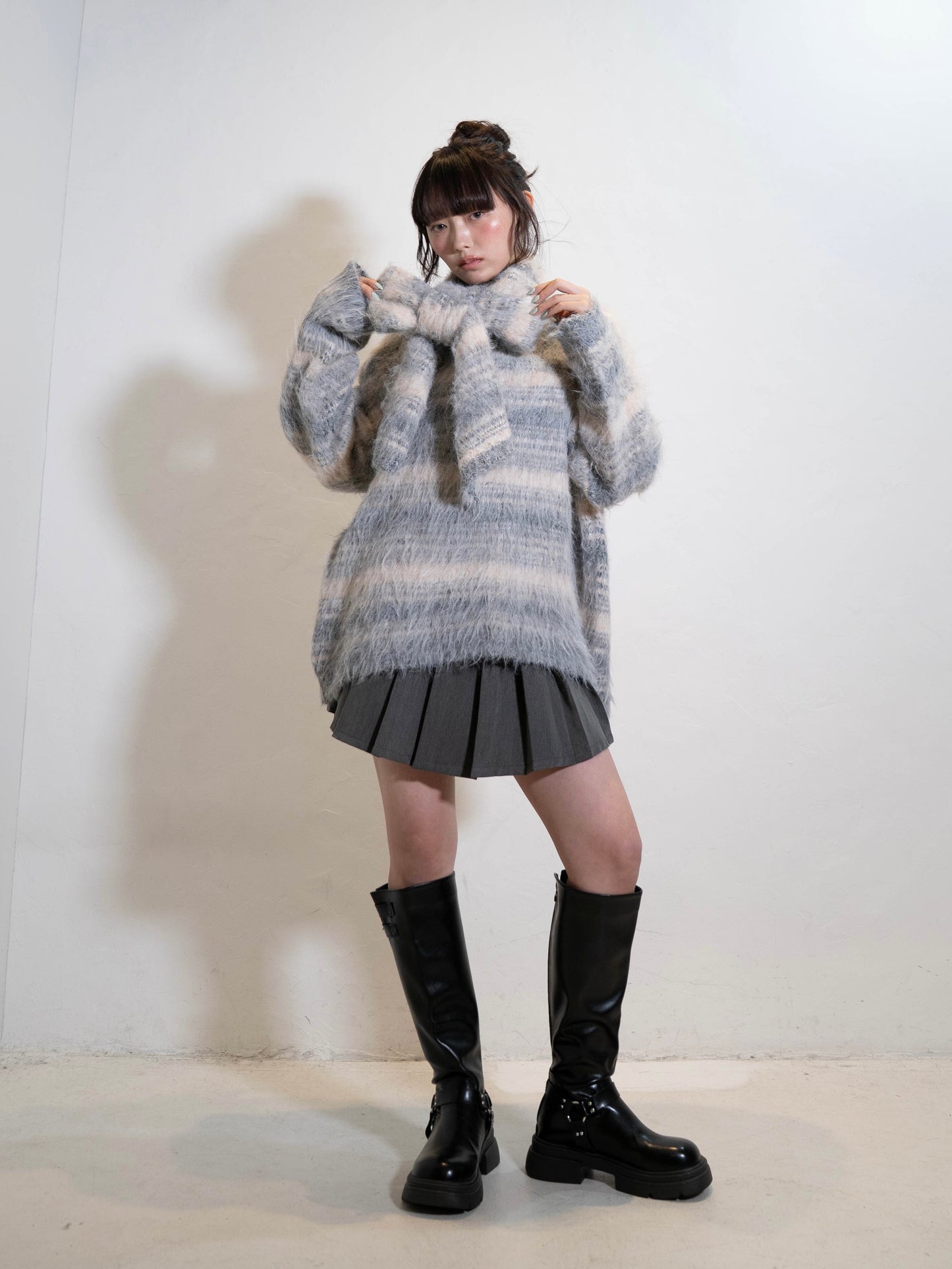 リボンマフラーボーダーニット DPC02005