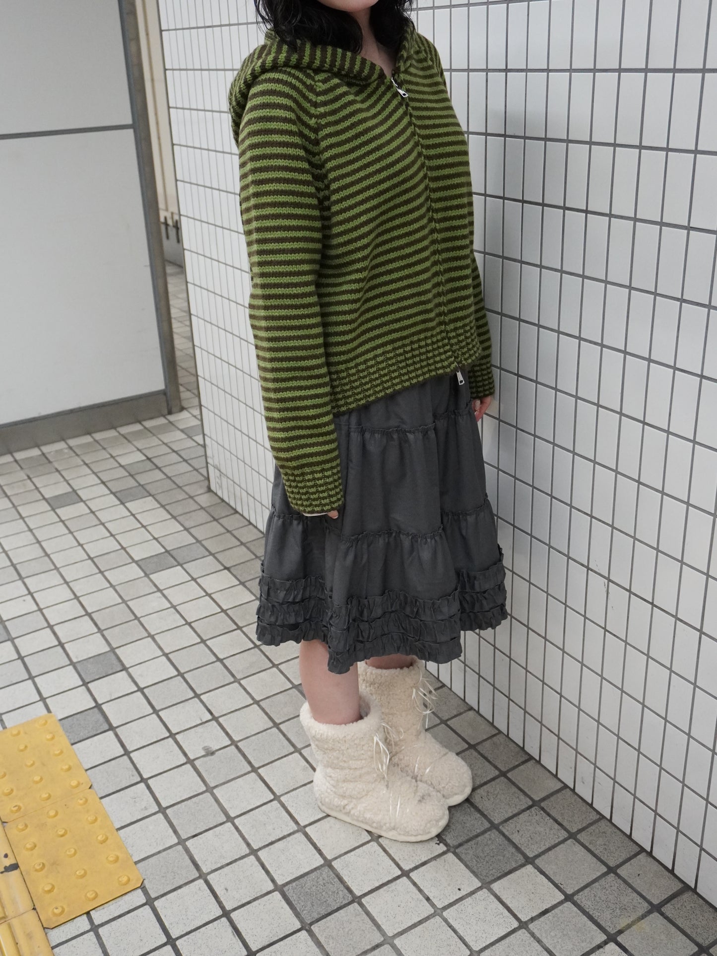 【即納】ボーダーニットダブルジップパーカー DPB85367S