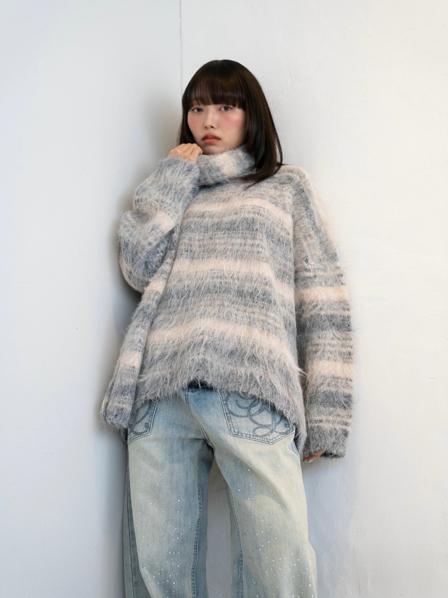 リボンマフラーボーダーニット DPC02005