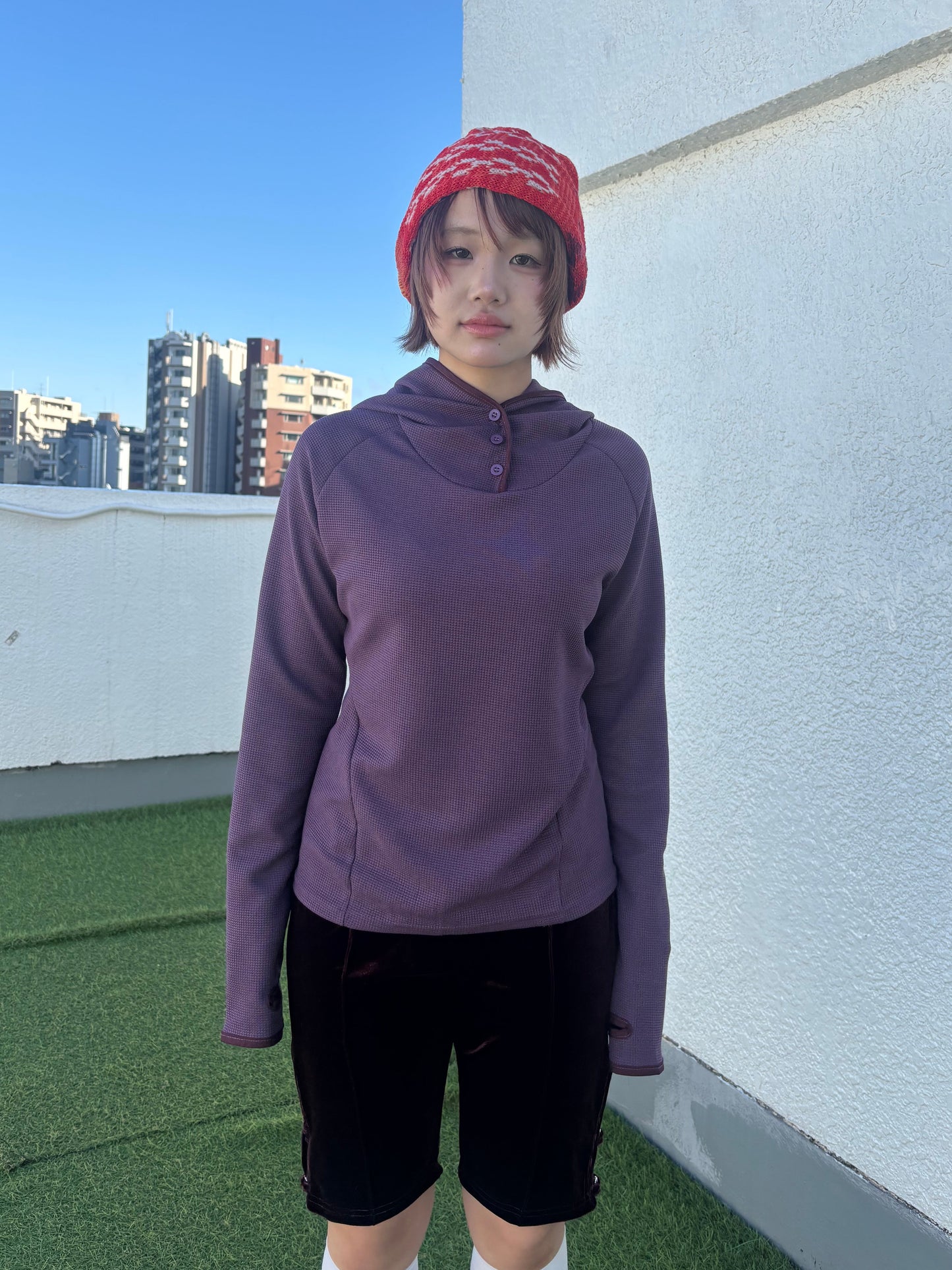 フード付きワッフルトップス DPC04037
