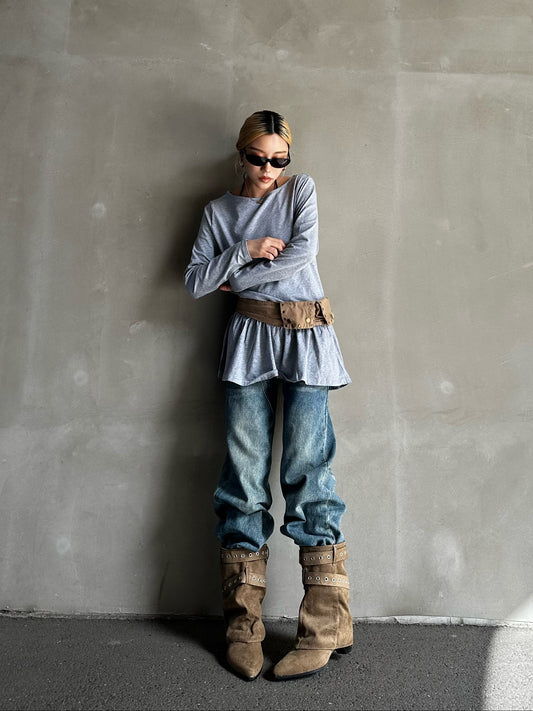 スウェードライクベルトブーツ DPB26703