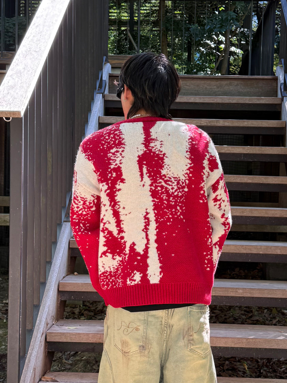 バイカラーデザインニット クローブ CLOVE バイカラーデザインニット （オフホワイト