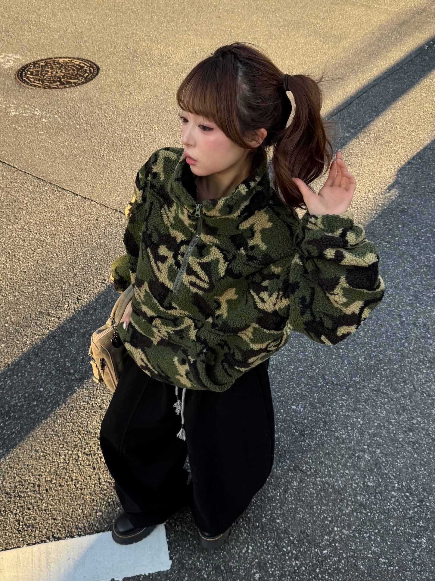 カモフラボアハーフジッププルオーバー DPB86180