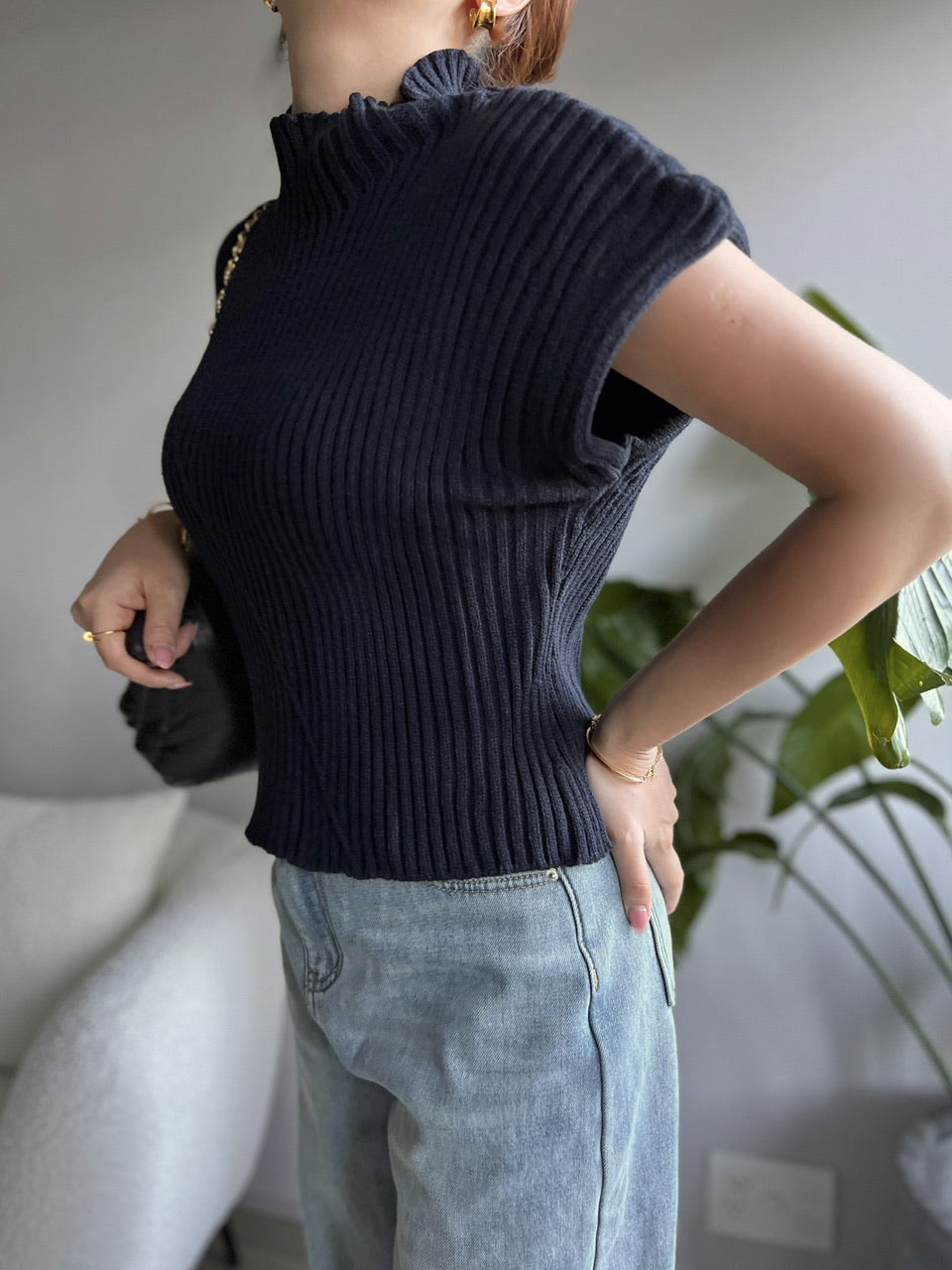 ボトルネックリブニット DPB56368