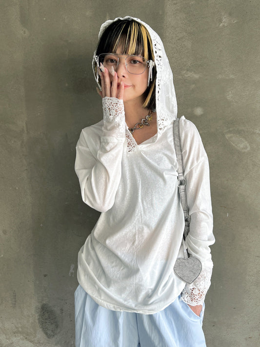 レースフーディロングスリーブTシャツ DPB79158