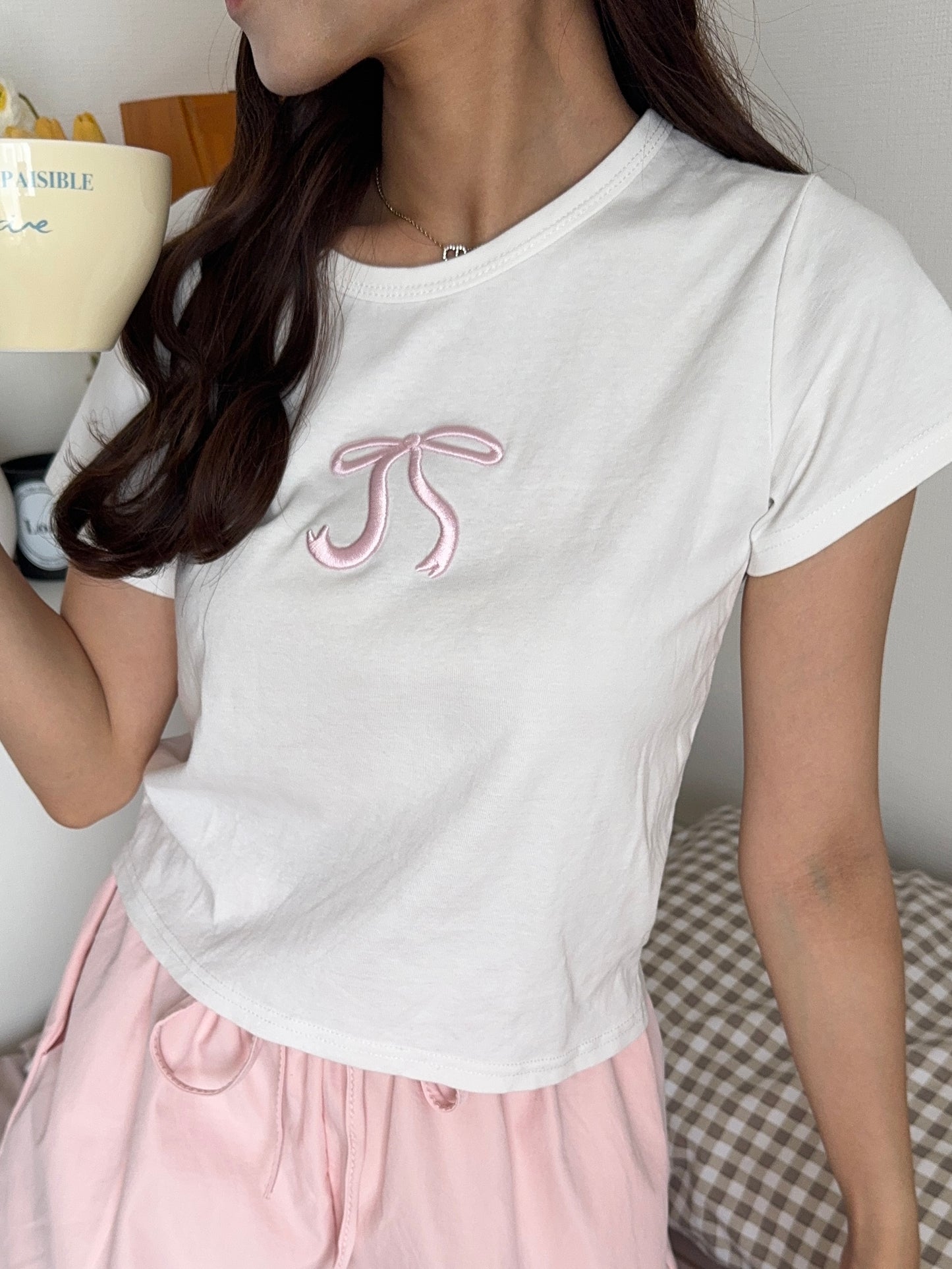 リボン刺繍Tシャツ DPB80008