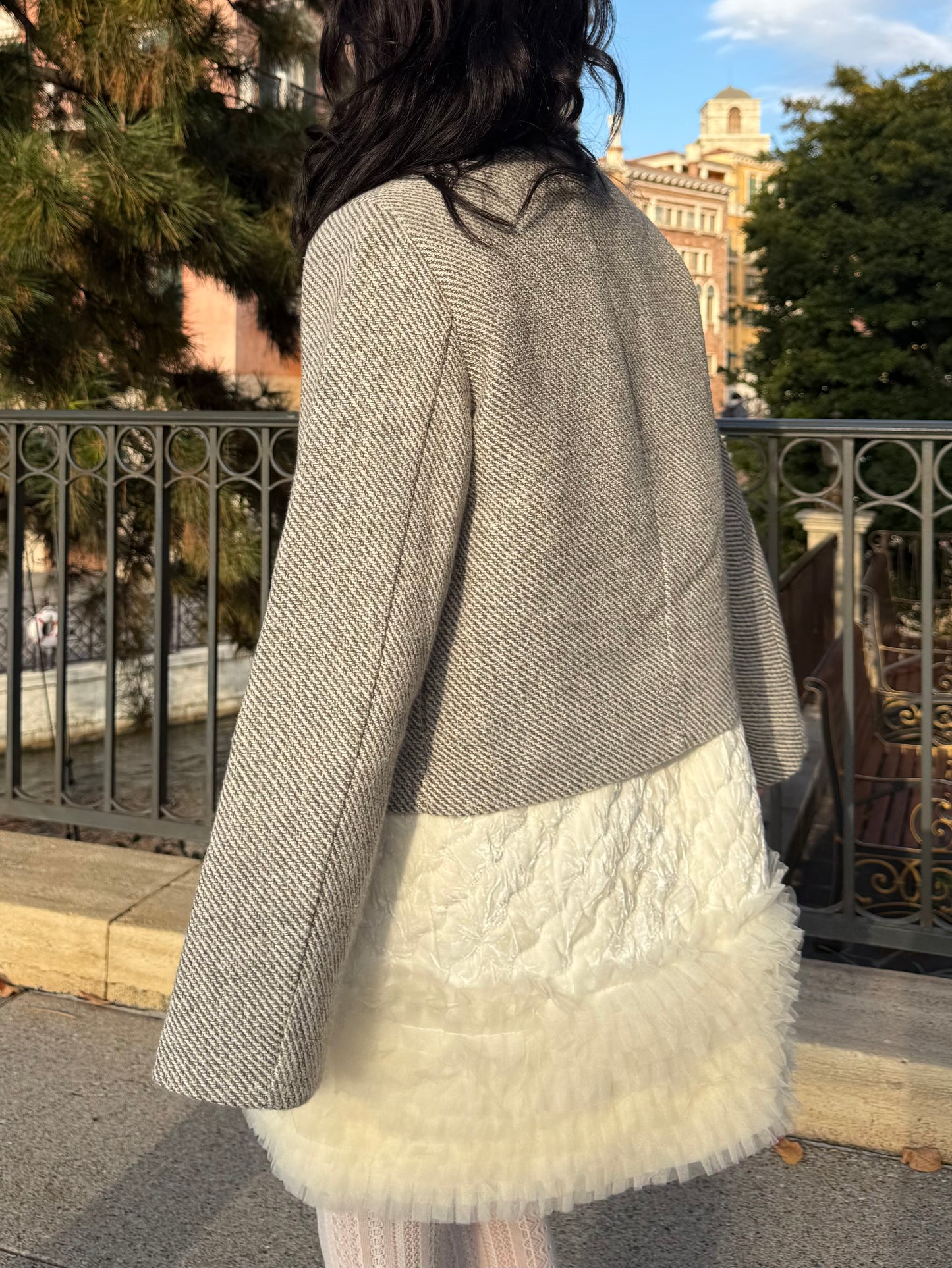 ノーカラーツイードジャケット DPA43718