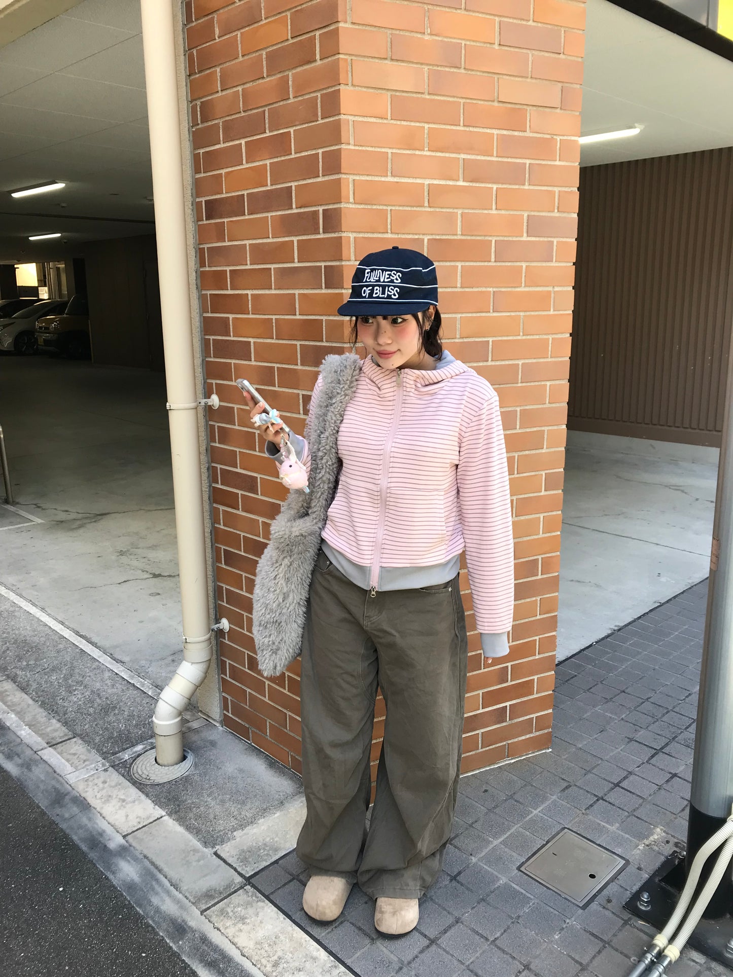 ボーダーピンクジップパーカー DPB89191