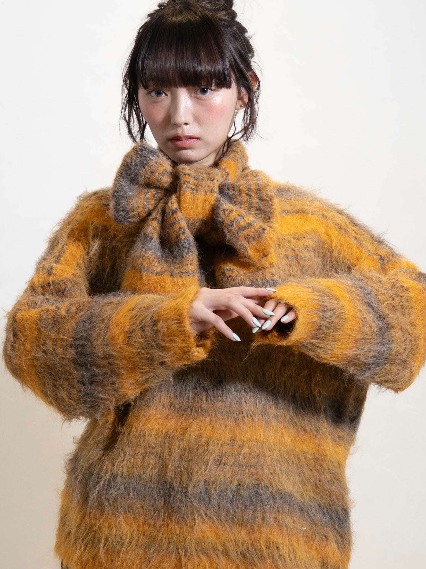 リボンマフラーボーダーニット DPC02005