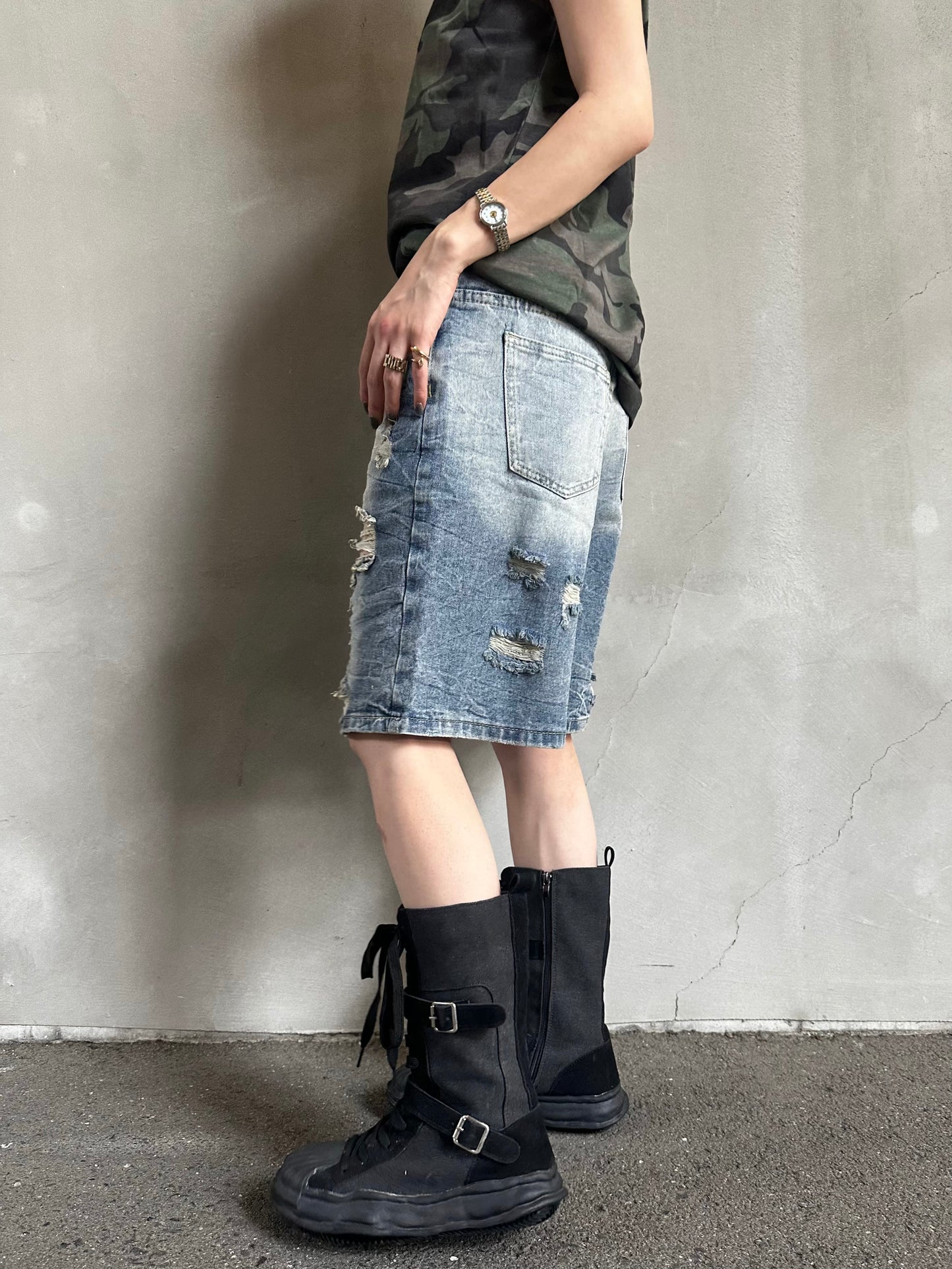 ダメージハーフデニムパンツ DPB26582