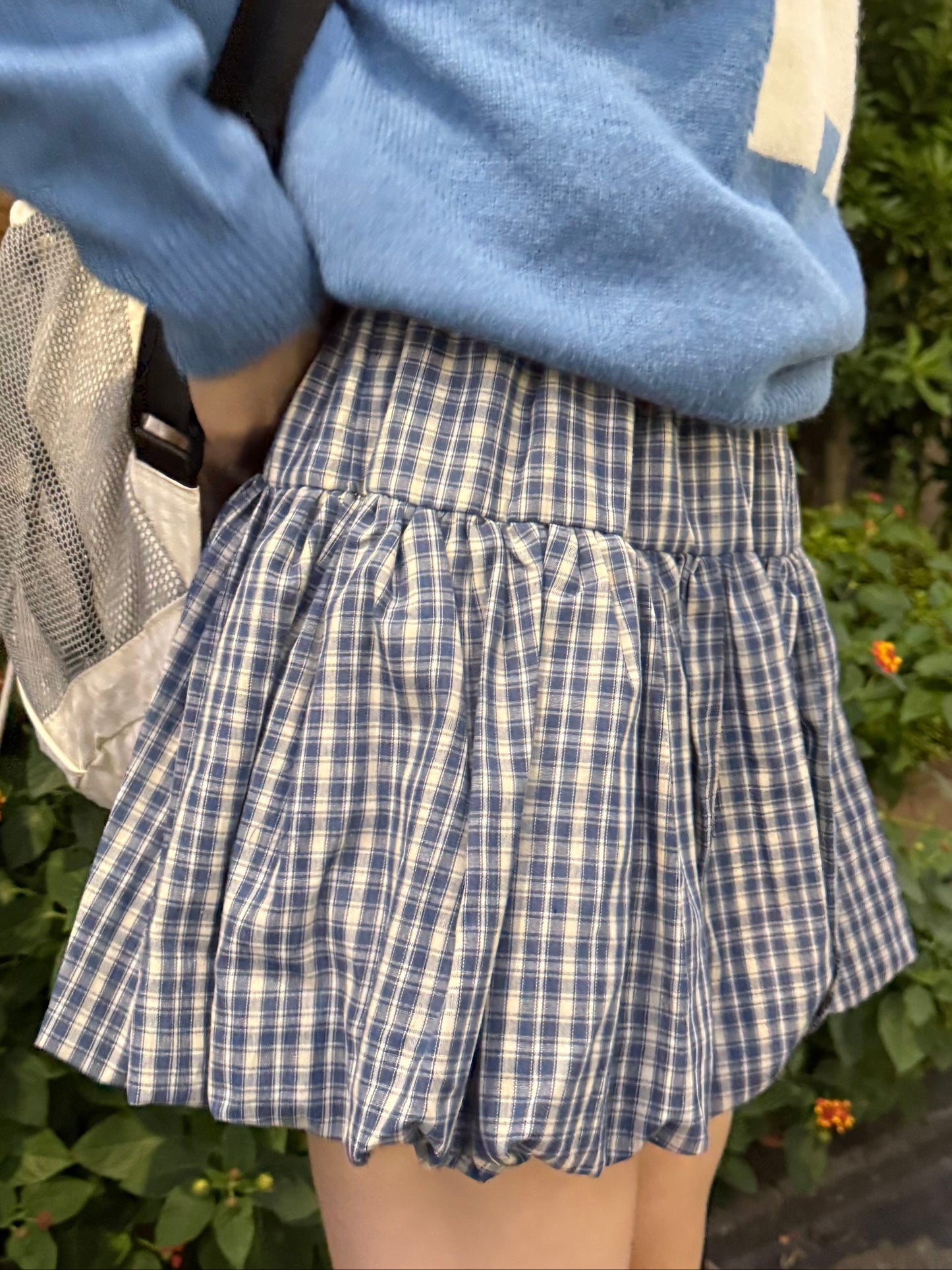 ブルーチェックバルーンスカート DPA43688