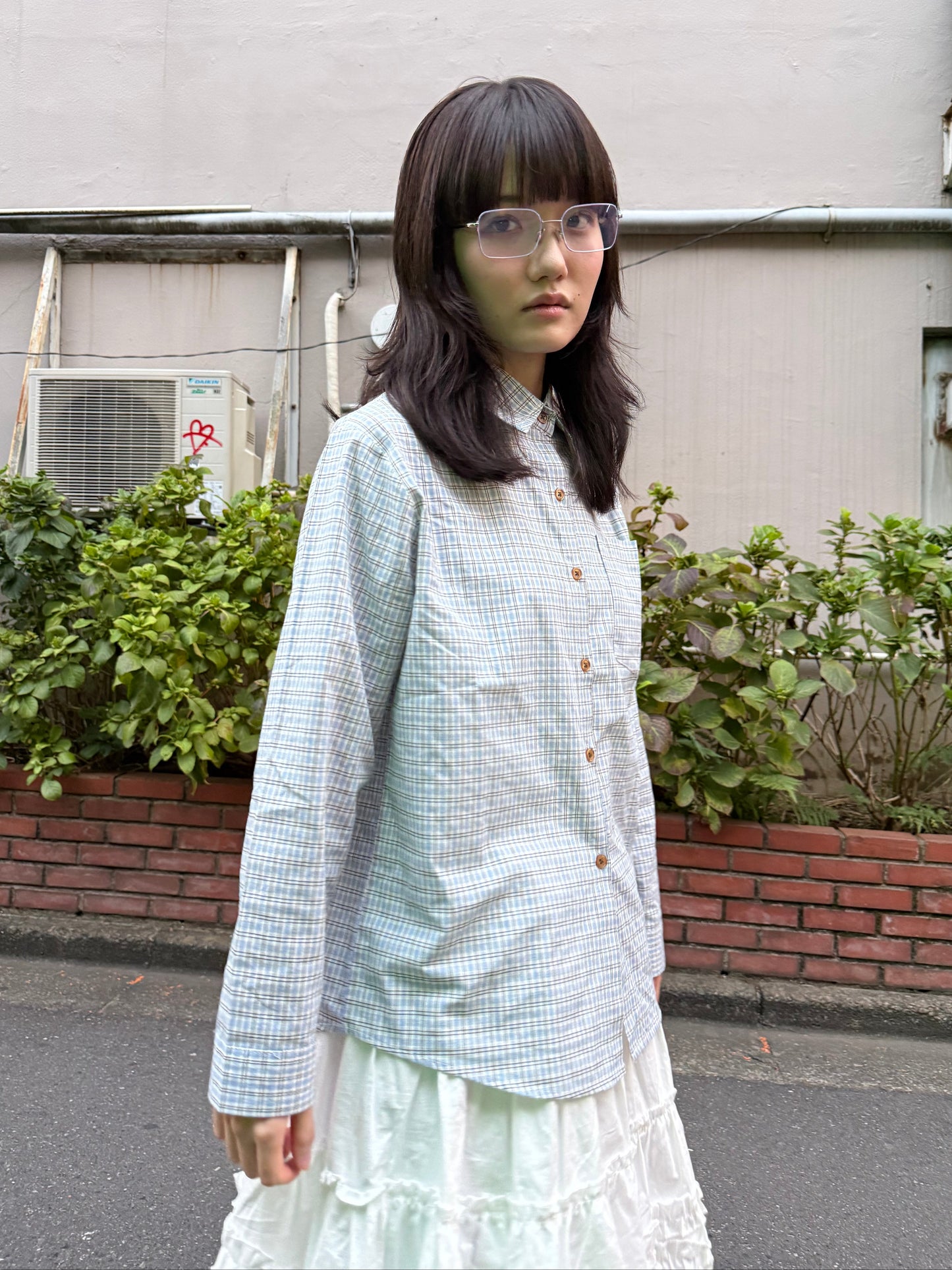ライトブルーミニチェックシャツ DPA43675
