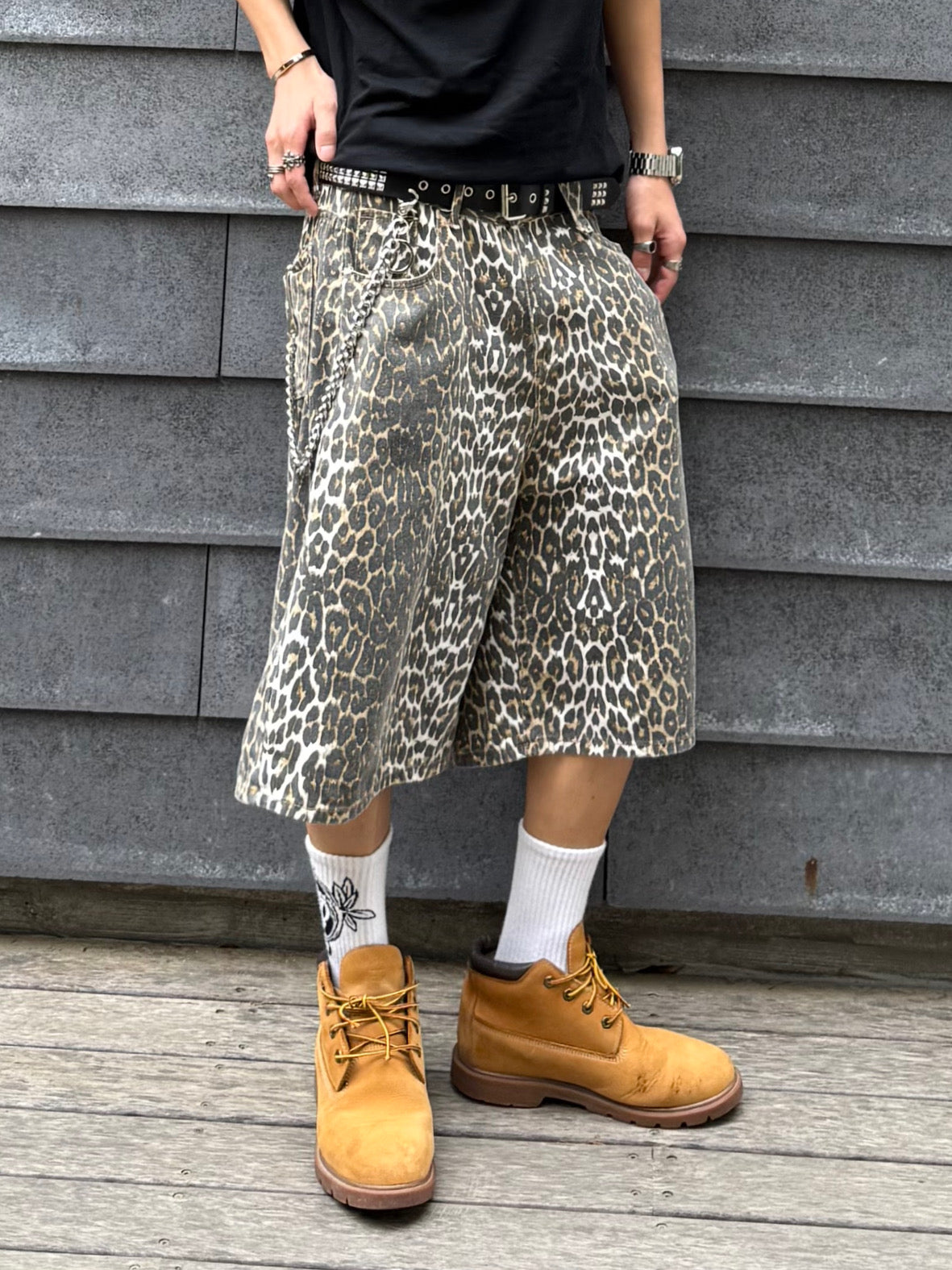 Kenshin_レオパードデニムハーフパンツ DPB73343