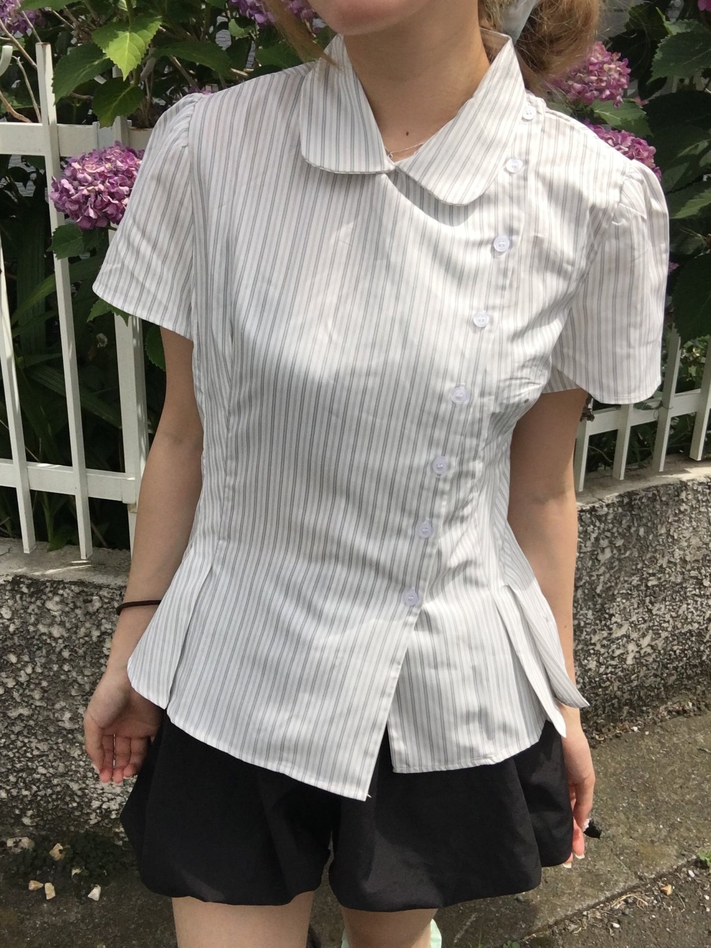 ラウンドカラーガーリーシャツ DPC09028