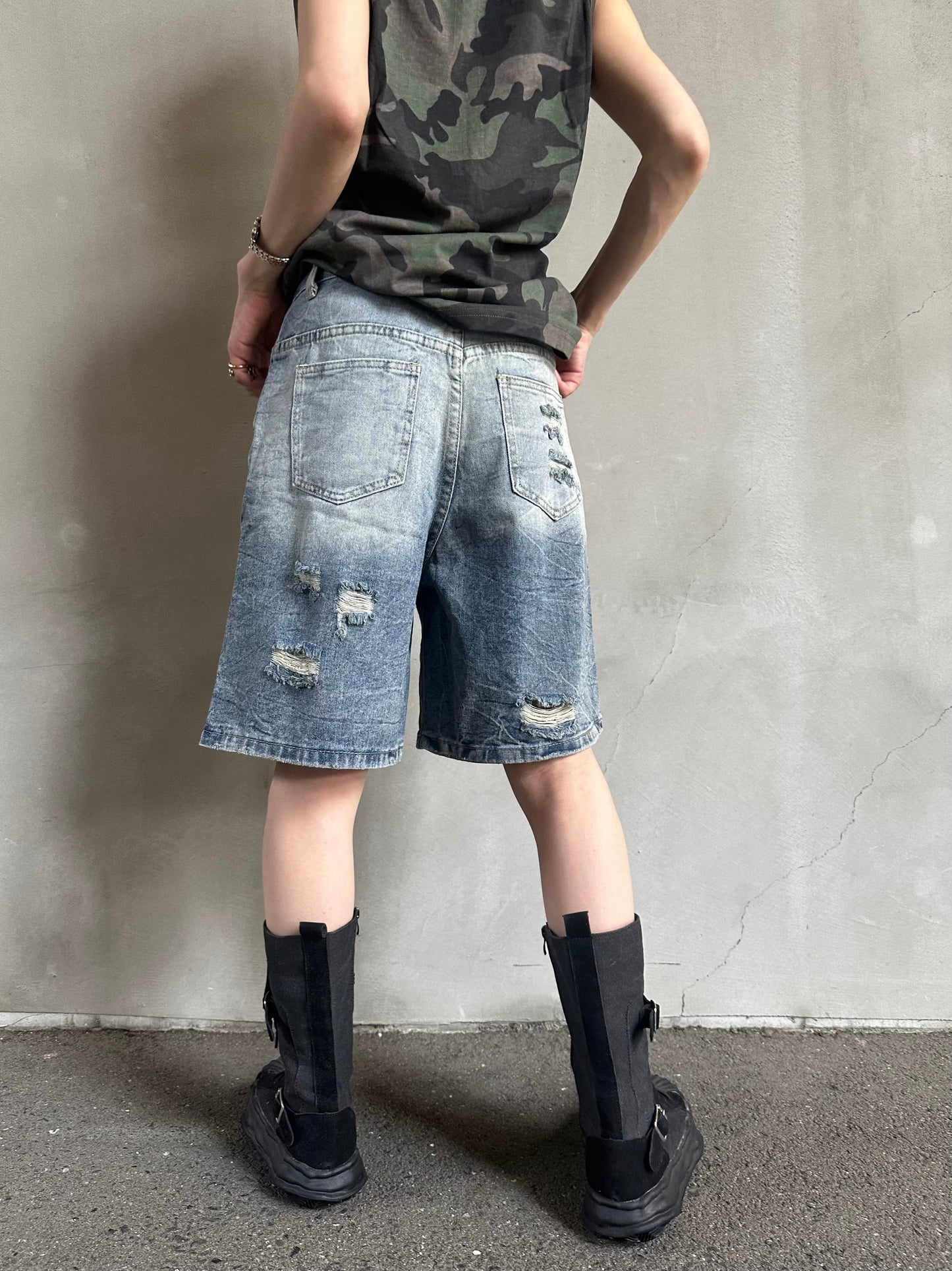 ダメージハーフデニムパンツ DPB26582