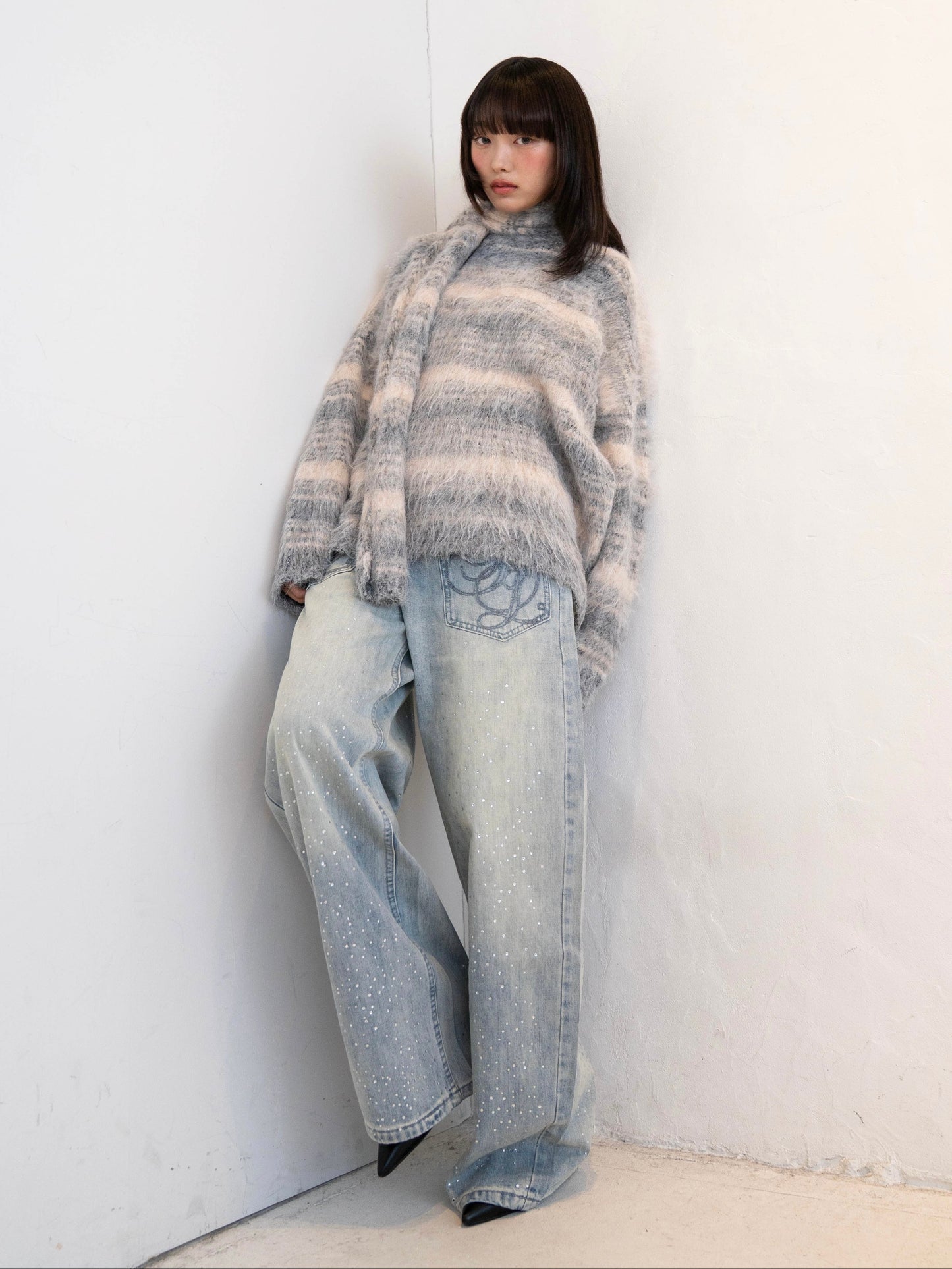 ラメストレートデニムパンツ DPC02014